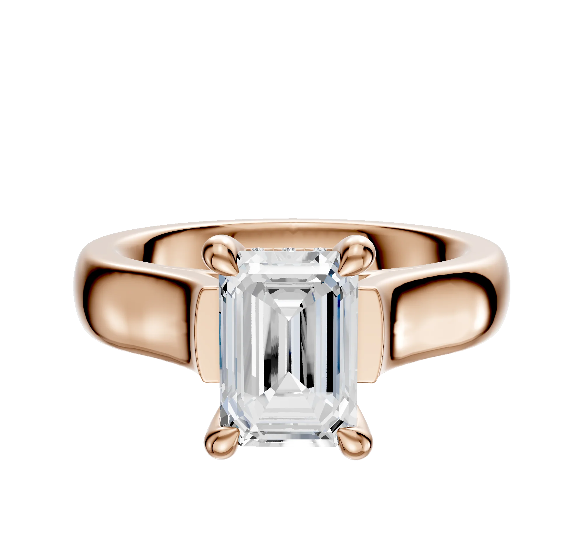 14K Rose Gold 4 Prong Hidden Halo Cathedral Dome 4.0mm Engagement Ring