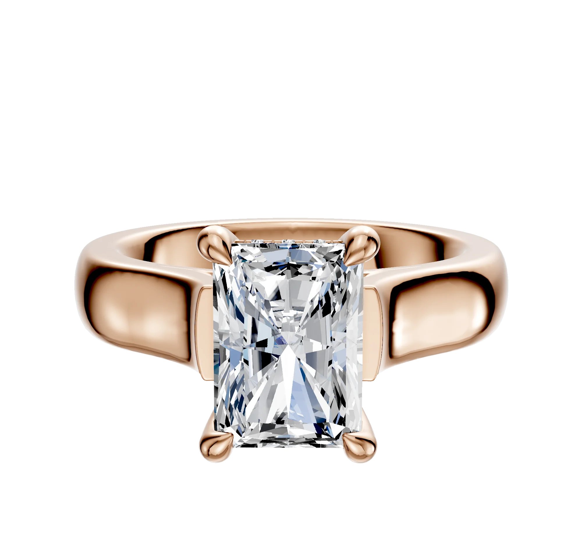 14K Rose Gold 4 Prong Hidden Halo Cathedral Dome 4.0mm Engagement Ring