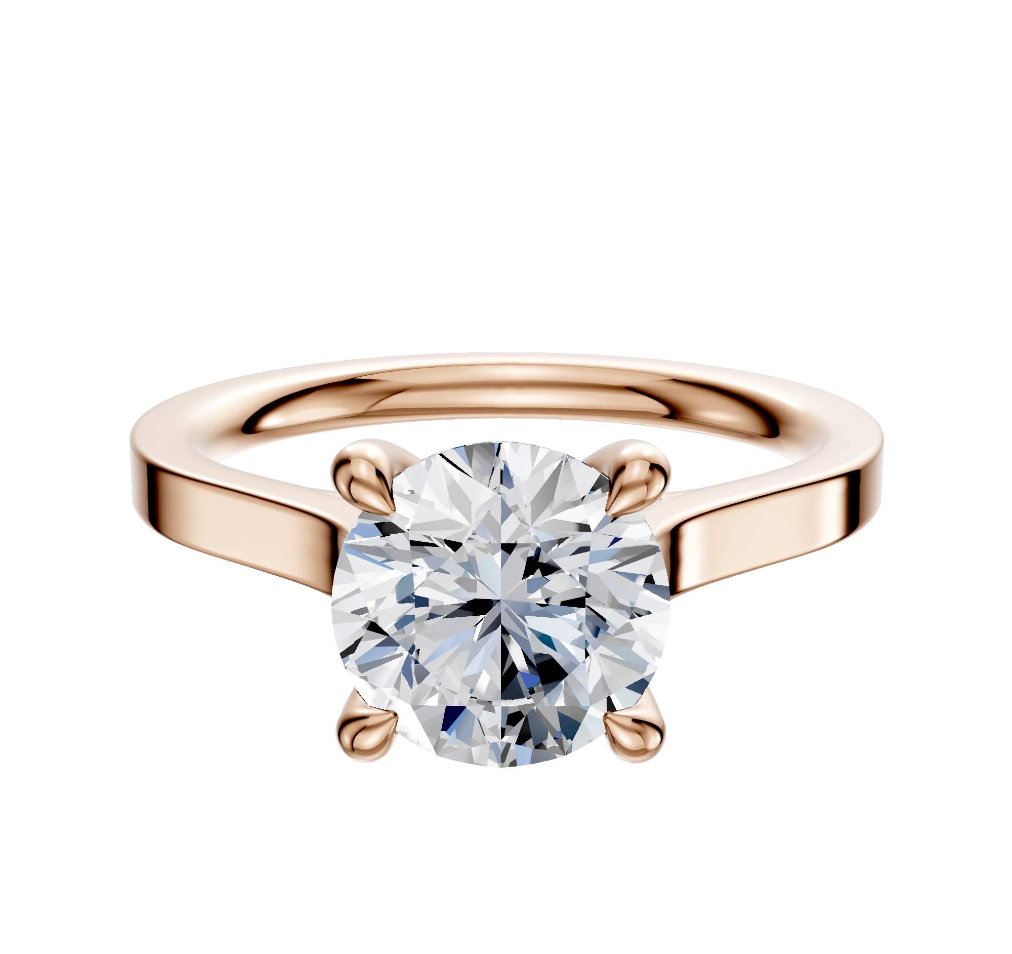 14K Rose Gold 4 Prong Hidden Halo Cathedral Flat 2.0mm Engagement Ring