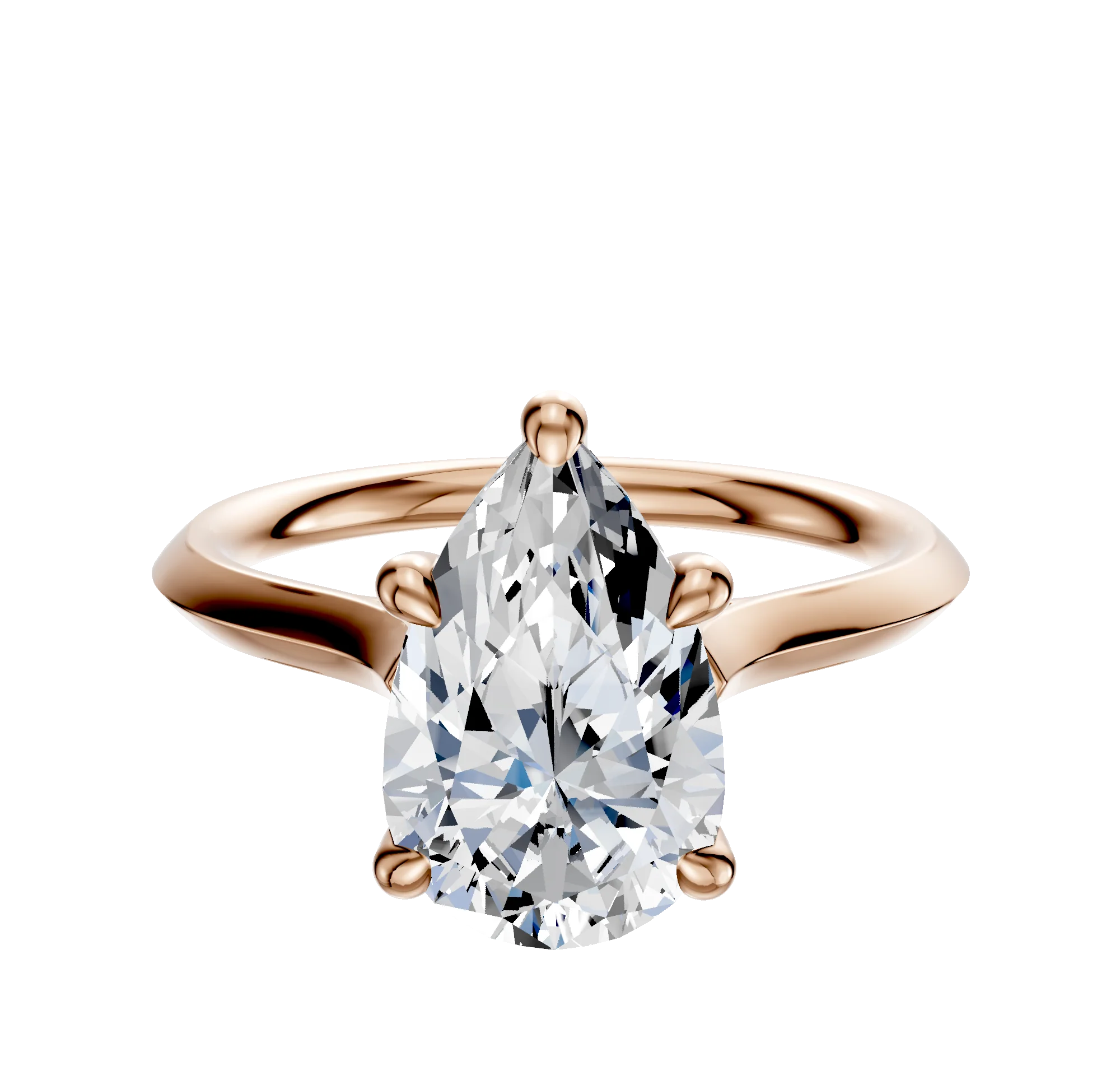 14K Rose Gold 4 Prong Hidden Halo Cathedral Knife Edge 2.0mm Engagement Ring