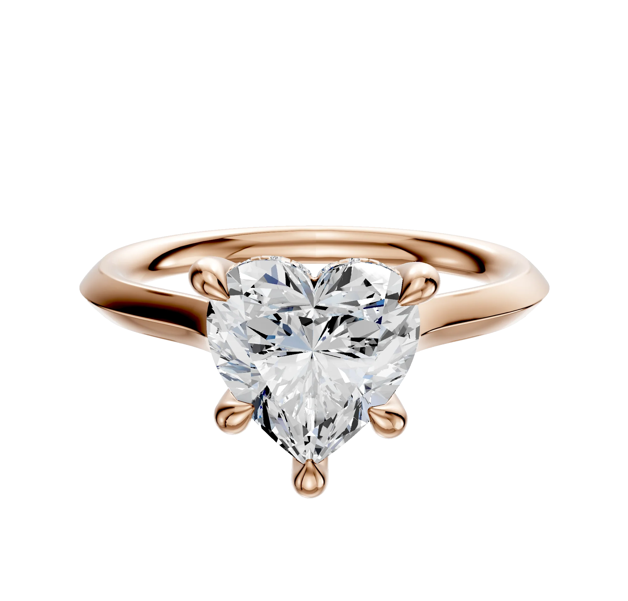 14K Rose Gold 4 Prong Hidden Halo Cathedral Knife Edge 2.0mm Engagement Ring