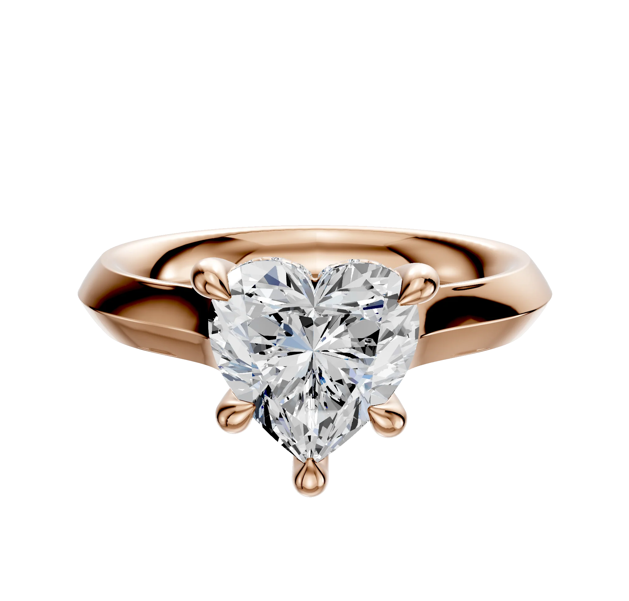 14K Rose Gold 4 Prong Hidden Halo Cathedral Knife Edge 3.0mm Engagement Ring