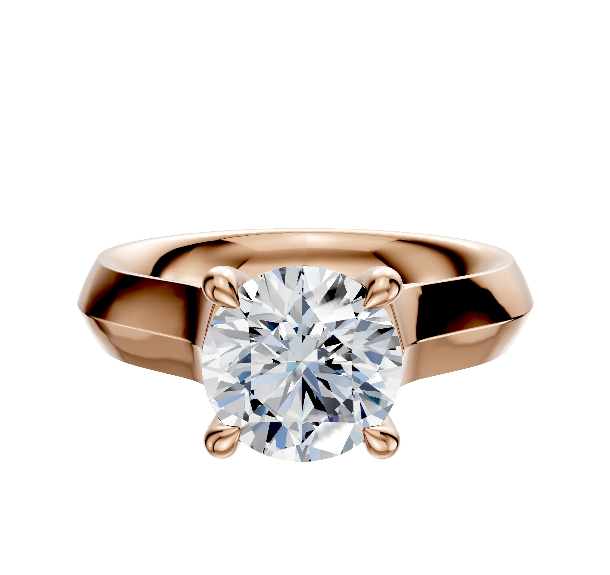 14K Rose Gold 4 Prong Hidden Halo Cathedral Knife Edge 4.0mm Engagement Ring