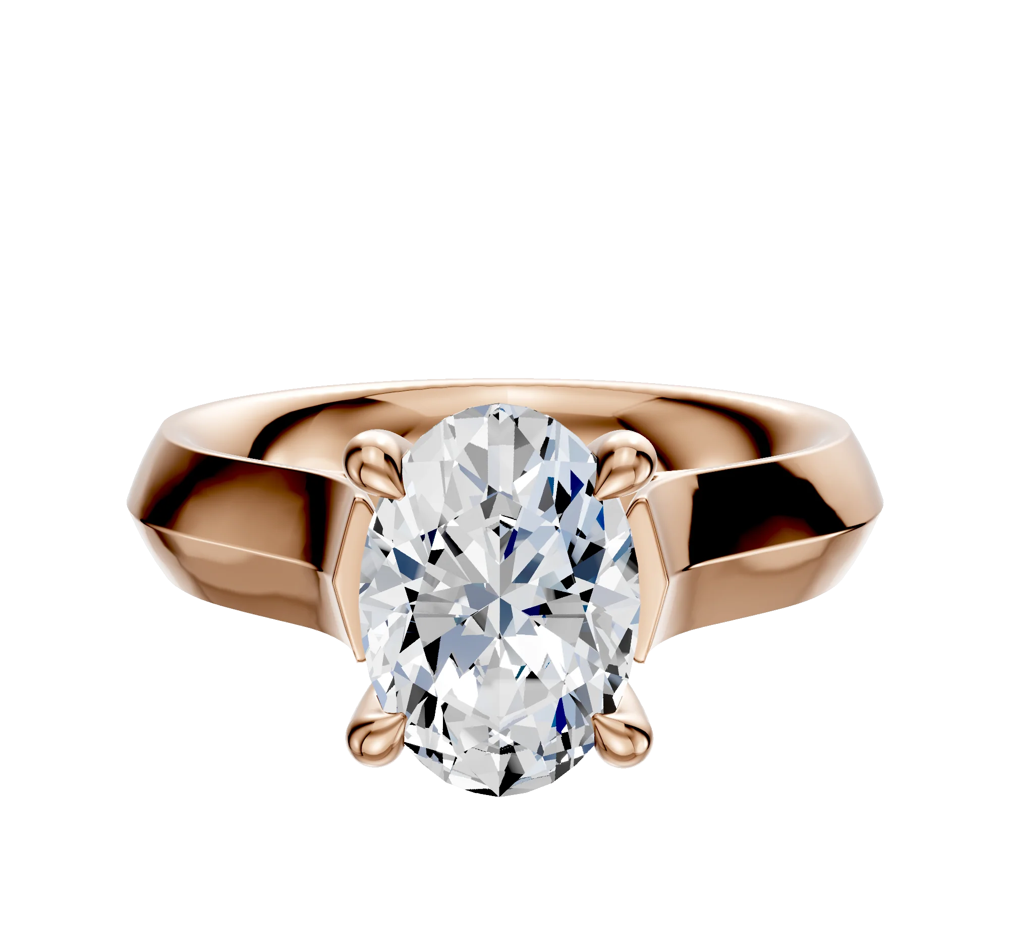 14K Rose Gold 4 Prong Hidden Halo Cathedral Knife Edge 4.0mm Engagement Ring