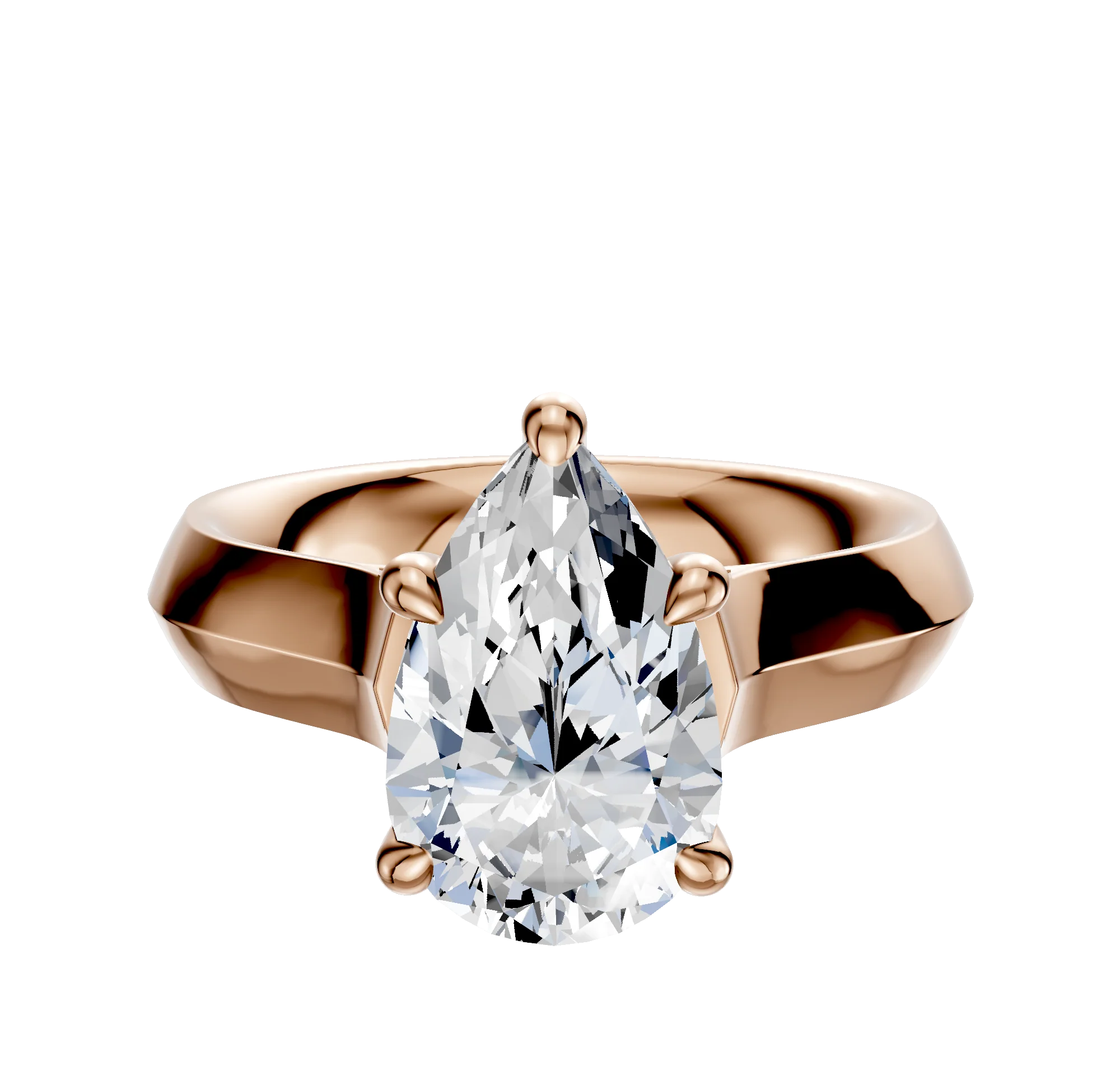 14K Rose Gold 4 Prong Hidden Halo Cathedral Knife Edge 4.0mm Engagement Ring