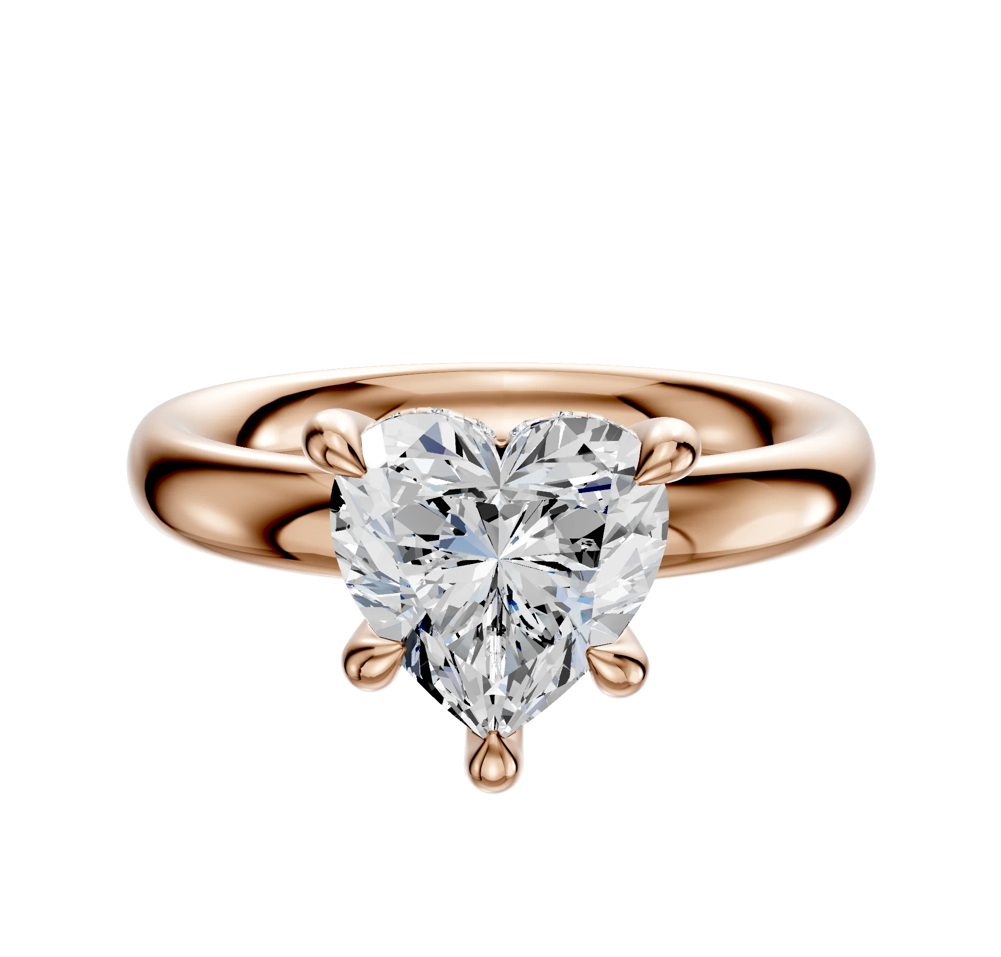 14K Rose Gold 4 Prong Hidden Halo Classic Dome 3.0mm Engagement Ring