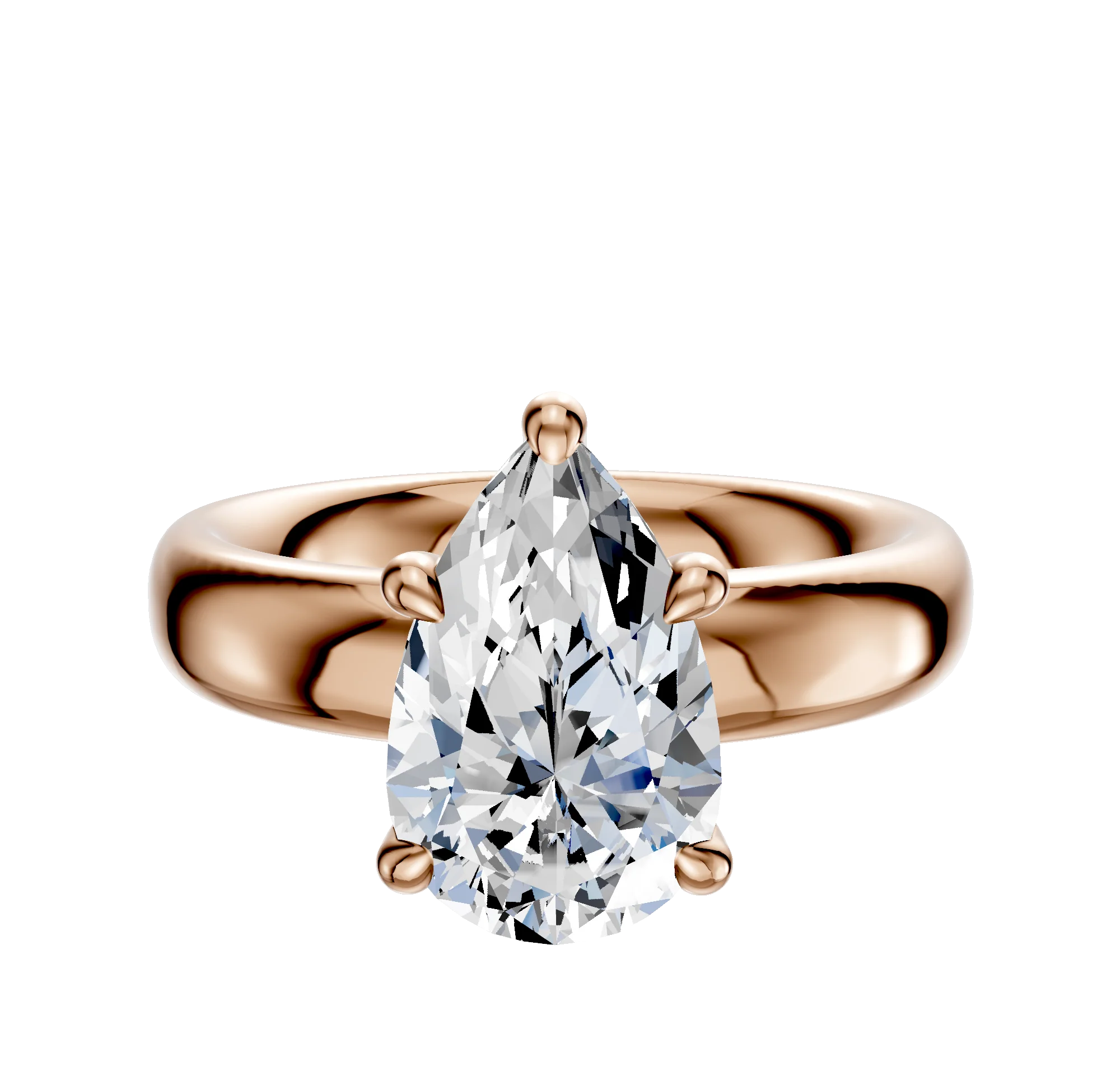 14K Rose Gold 4 Prong Hidden Halo Classic Dome 4.0mm Engagement Ring