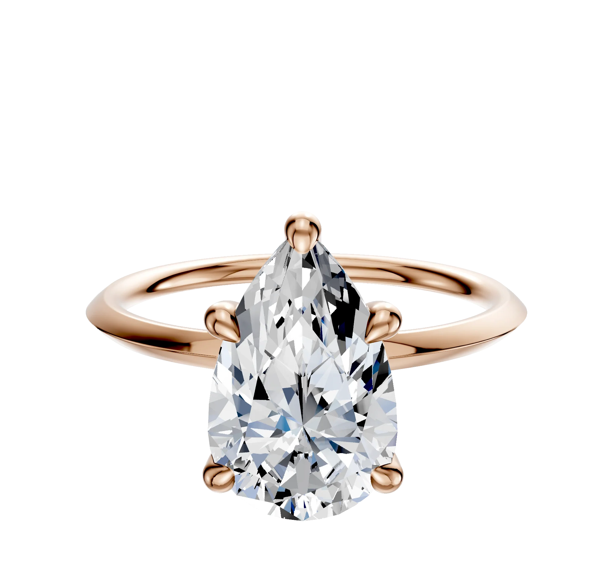 14K Rose Gold 4 Prong Hidden Halo Classic Knife Edge 1.5mm Engagement Ring