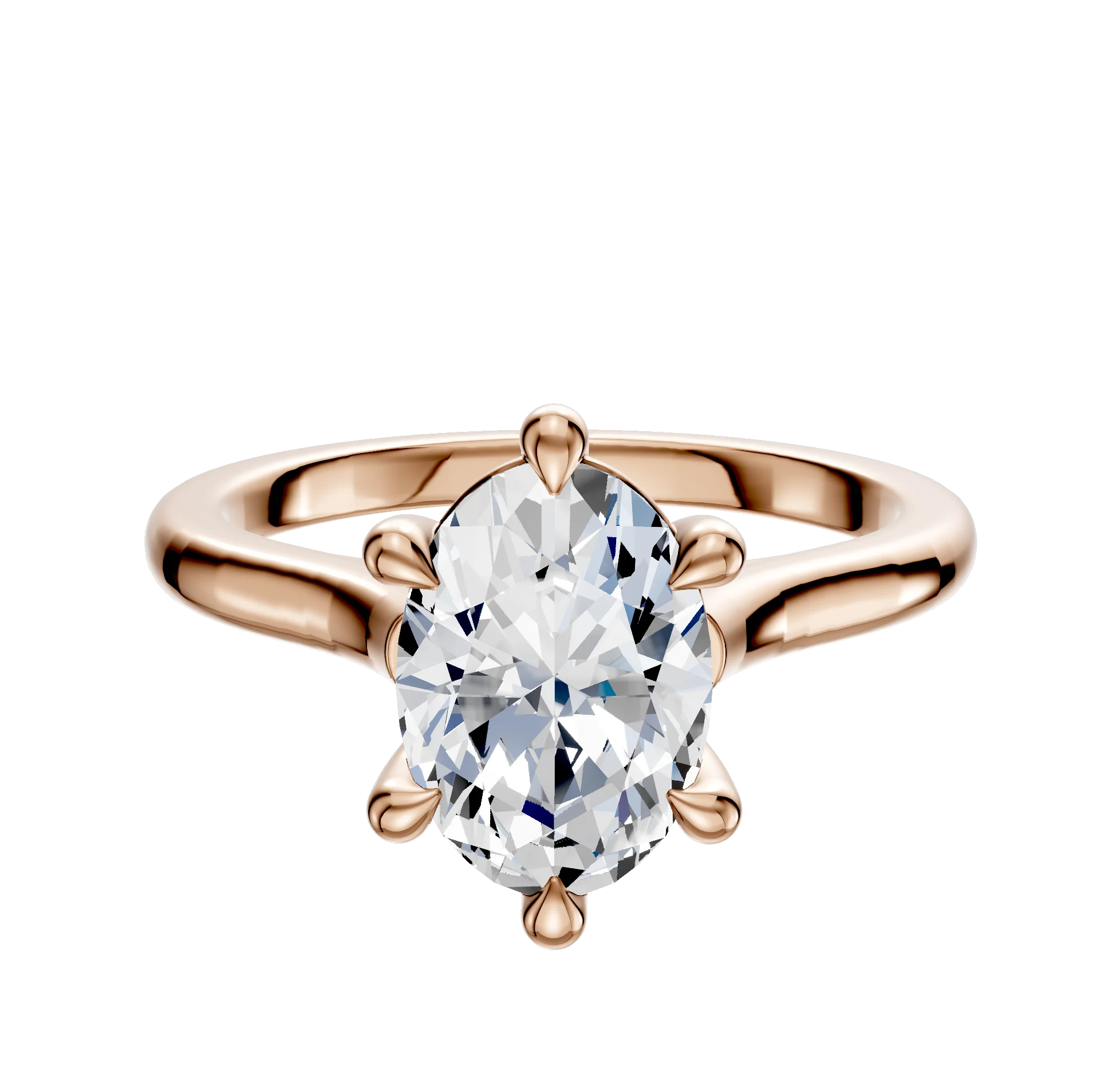 14K Rose Gold 6 Prong Basket Cathedral Dome 2.0mm Engagement Ring