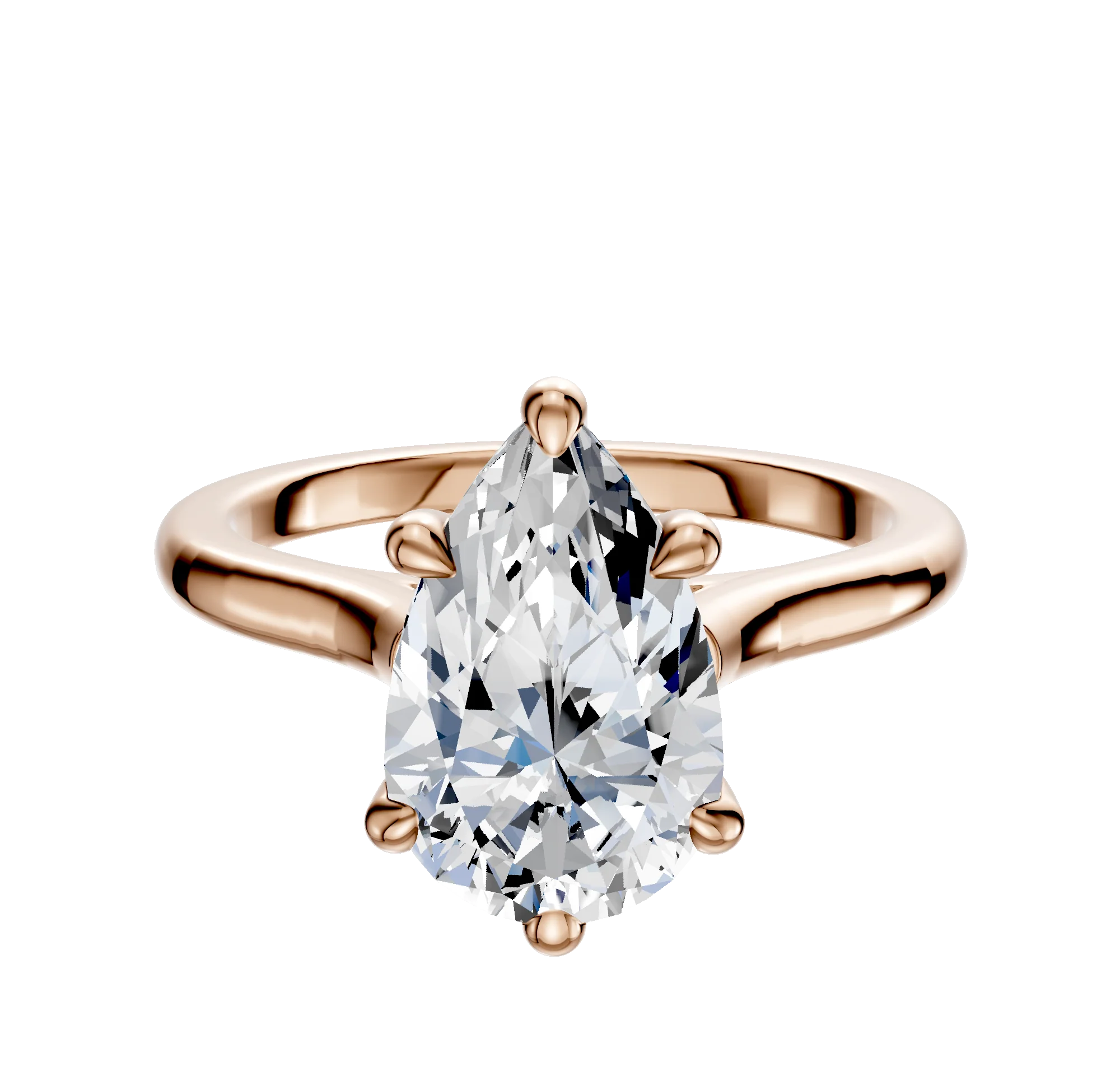 14K Rose Gold 6 Prong Basket Cathedral Dome 2.0mm Engagement Ring