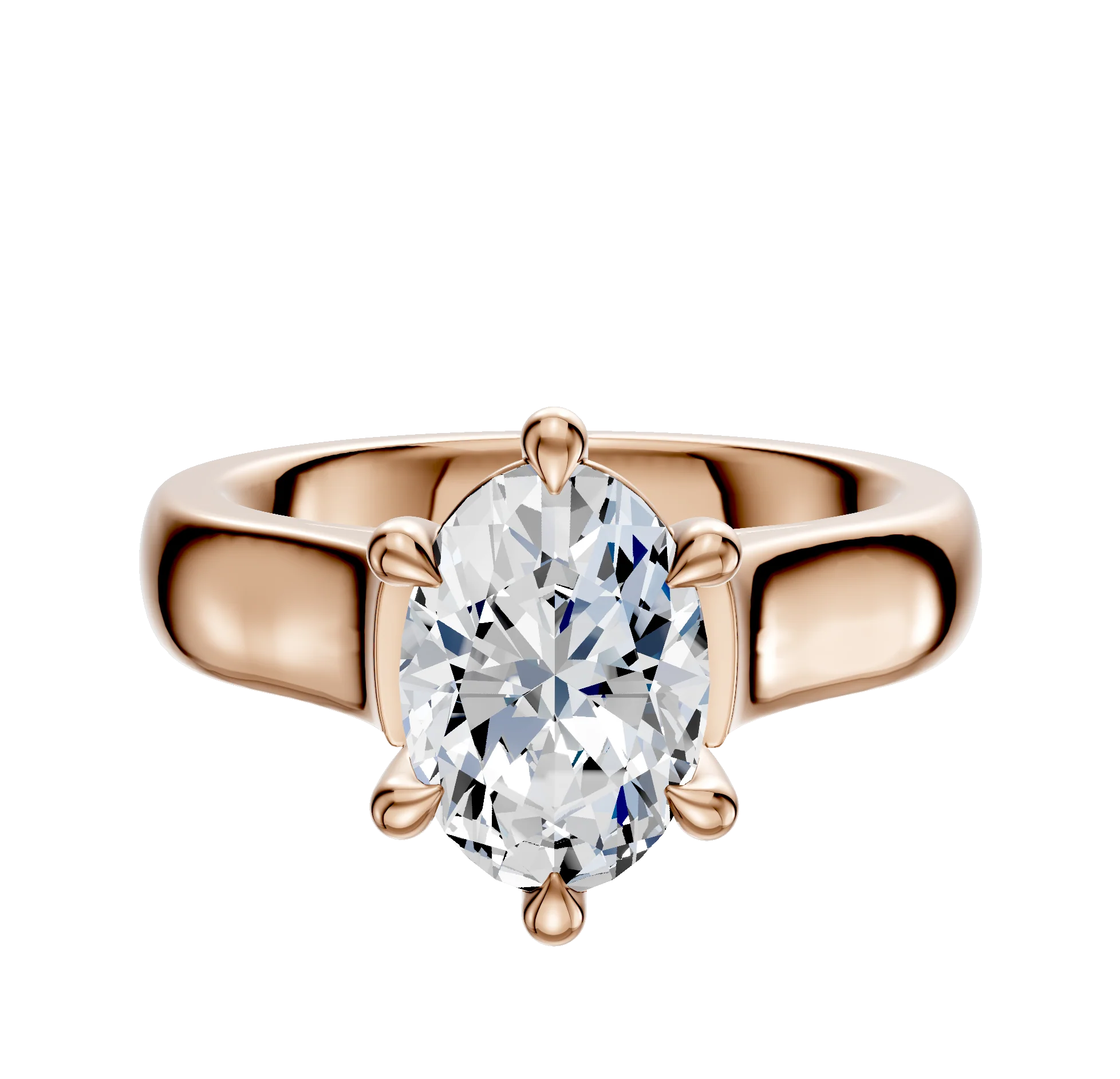14K Rose Gold 6 Prong Basket Cathedral Dome 4.0mm Engagement Ring