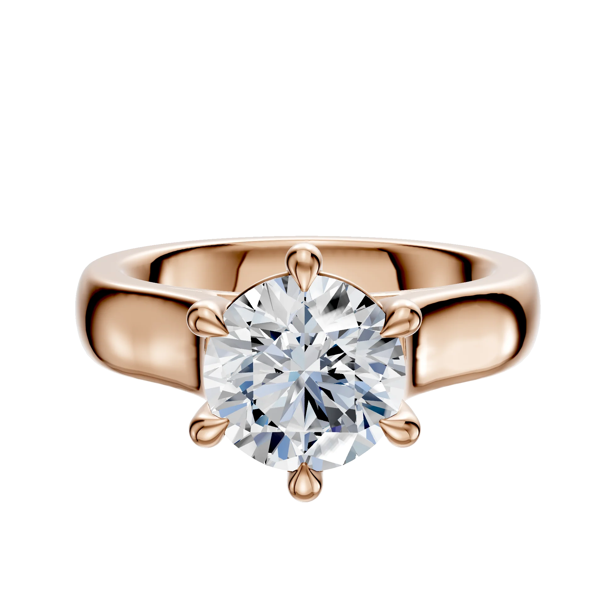 14K Rose Gold 6 Prong Basket Cathedral Dome 4.0mm Engagement Ring