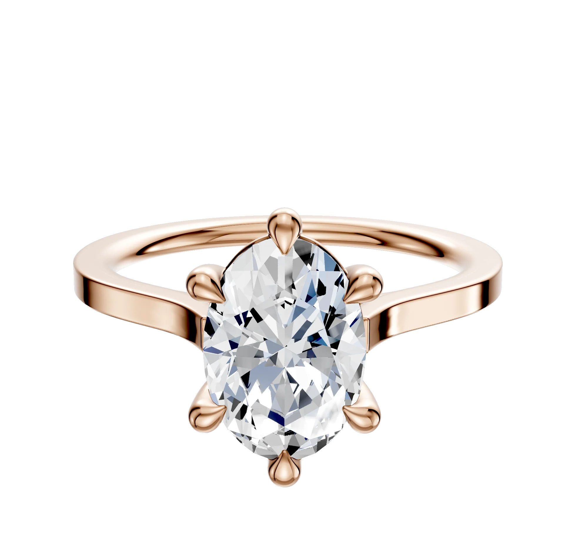 14K Rose Gold 6 Prong Basket Cathedral Flat 1.5mm Engagement Ring