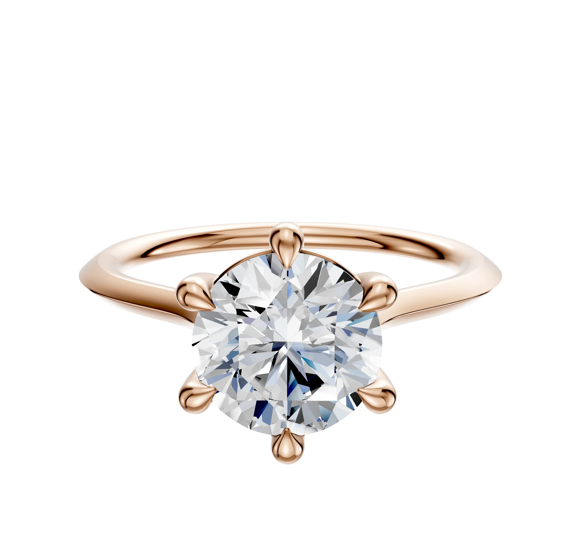 14K Rose Gold 6 Prong Basket Cathedral Knife Edge 1.5mm Engagement Ring