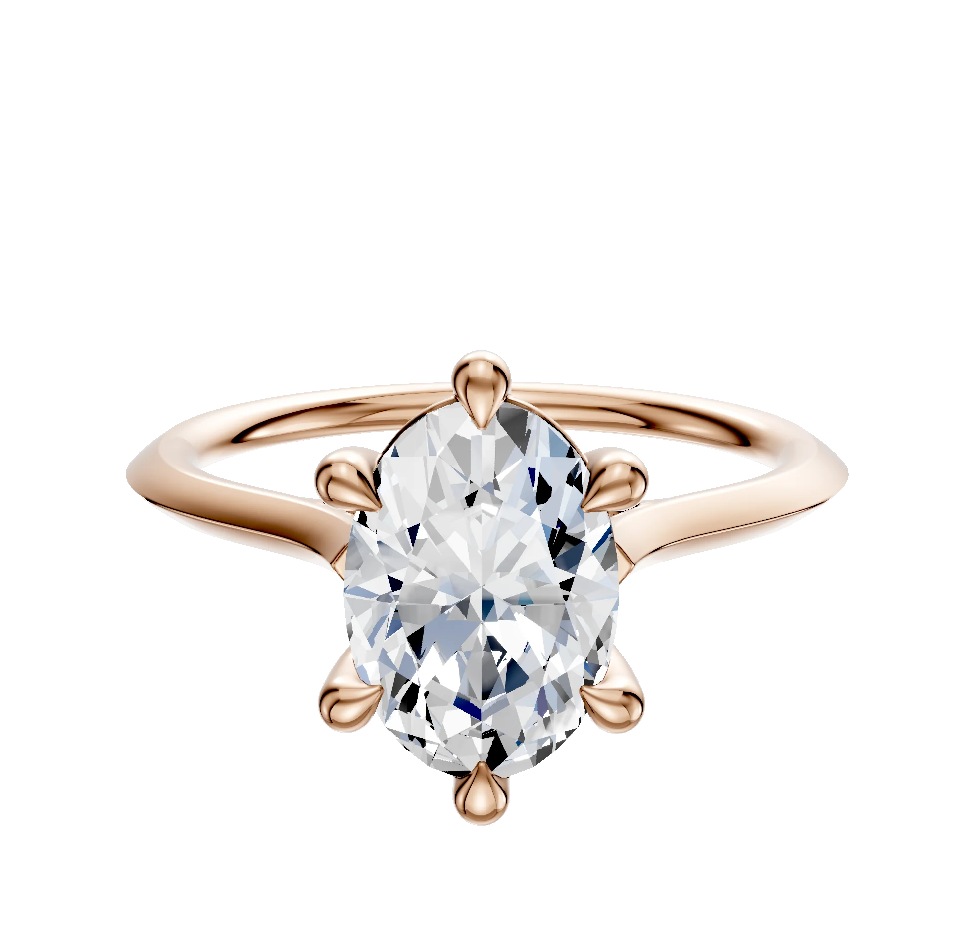 14K Rose Gold 6 Prong Basket Cathedral Knife Edge 1.5mm Engagement Ring