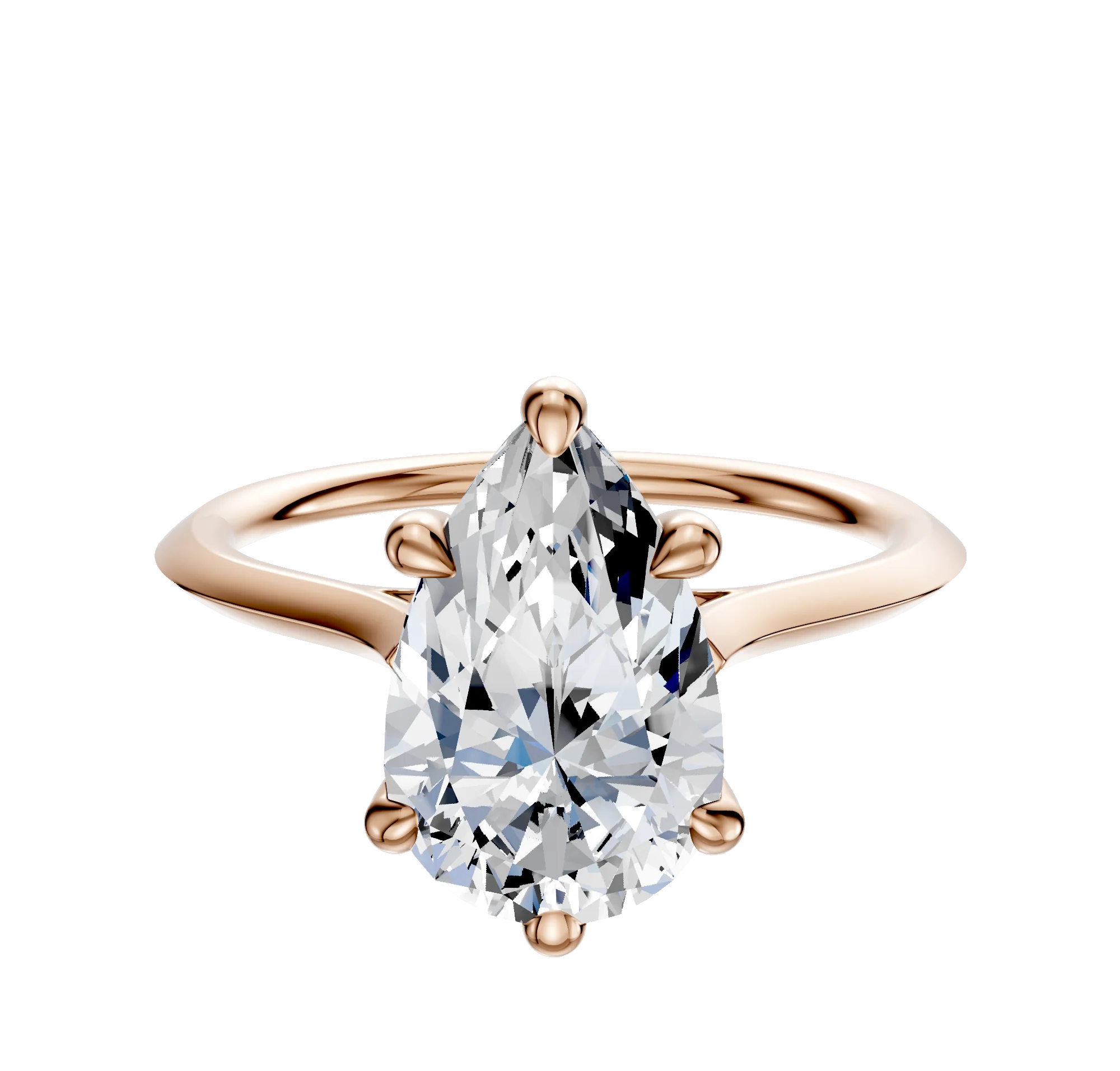 14K Rose Gold 6 Prong Basket Cathedral Knife Edge 1.5mm Engagement Ring