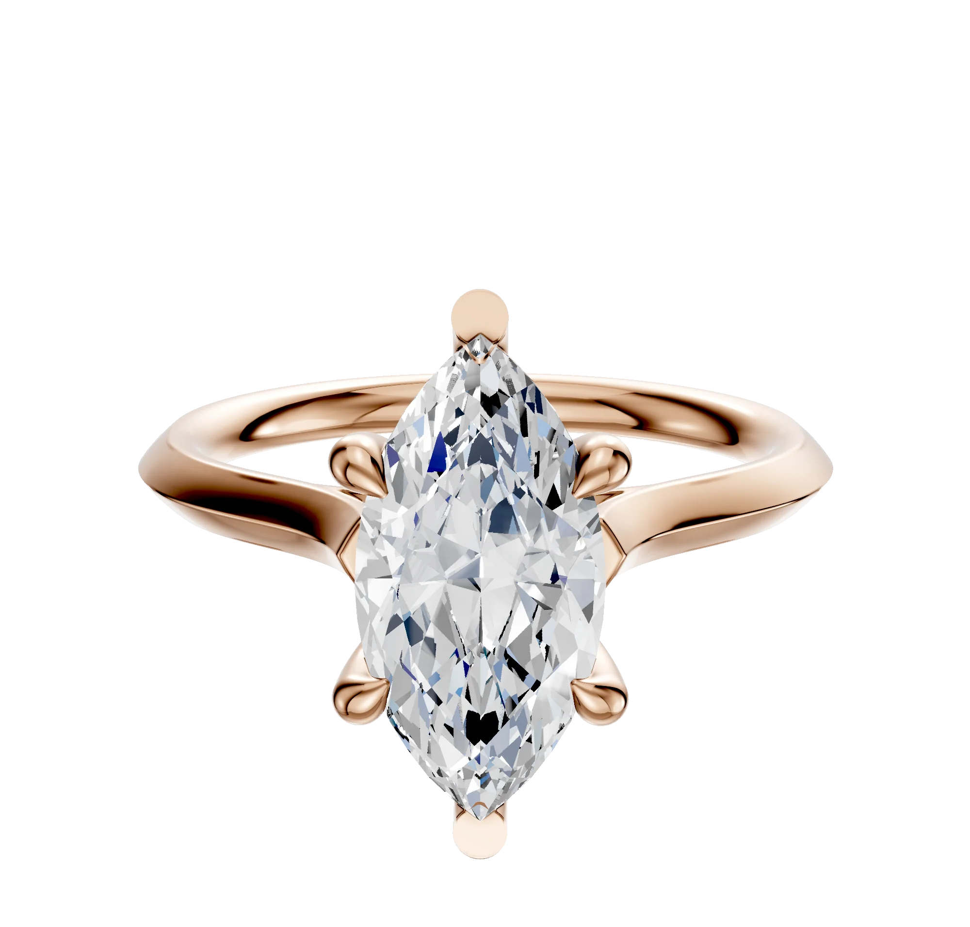 14K Rose Gold 6 Prong Basket Cathedral Knife Edge 2.0mm Engagement Ring