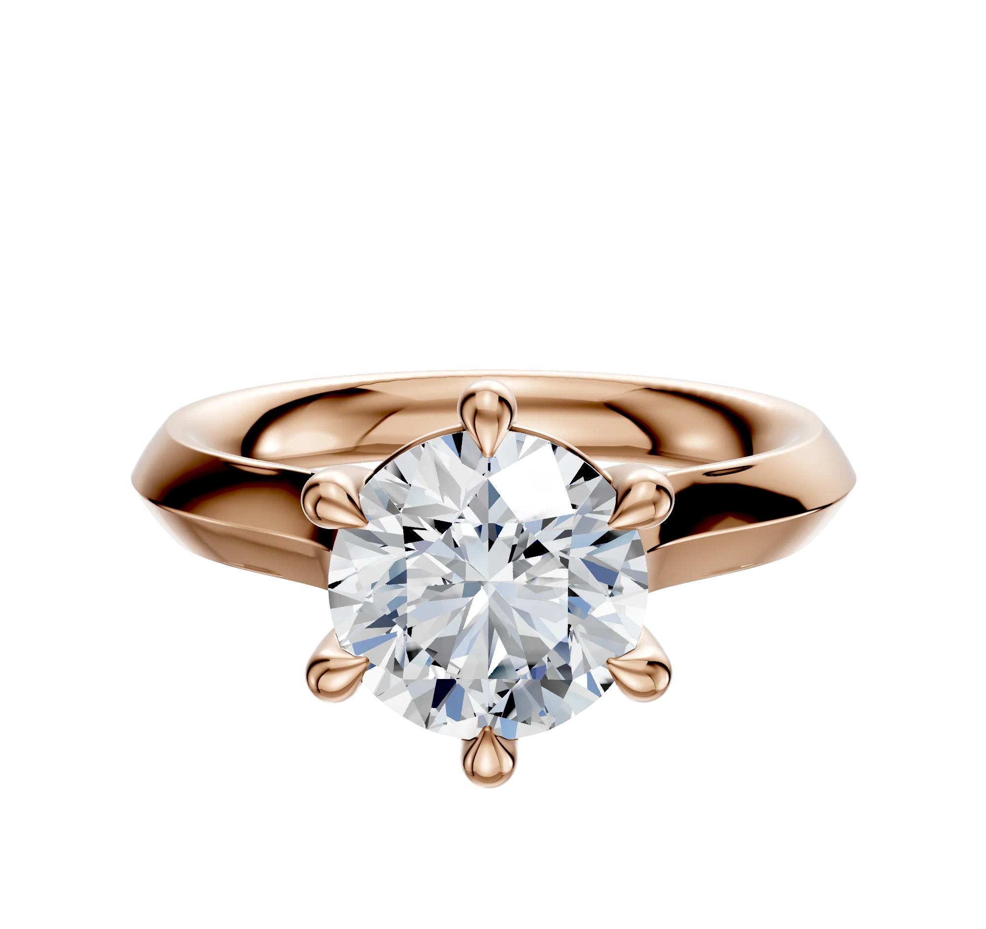 14K Rose Gold 6 Prong Basket Cathedral Knife Edge 3.0mm Engagement Ring