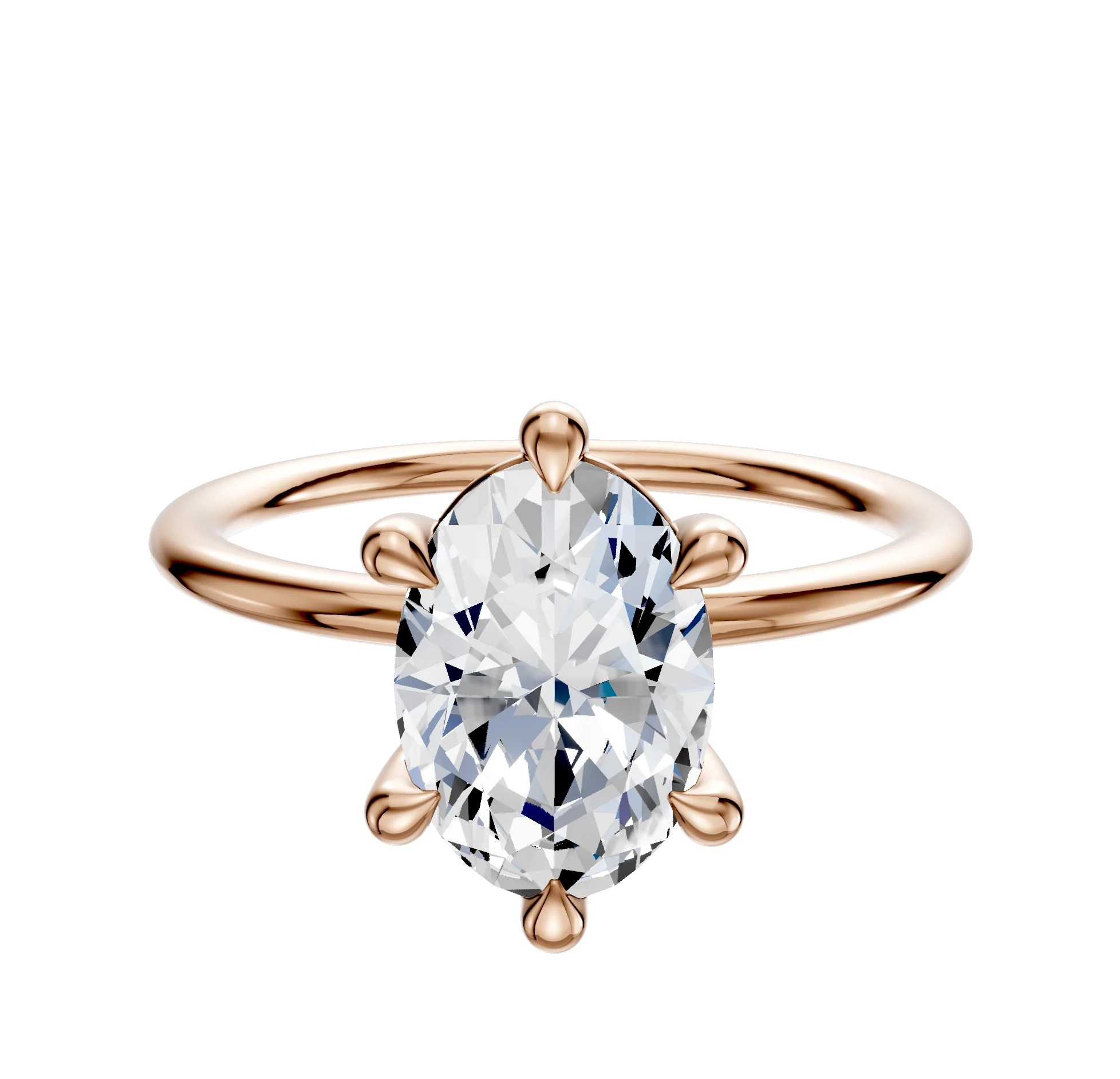 14K Rose Gold 6 Prong Basket Classic Dome 1.5mm Engagement Ring