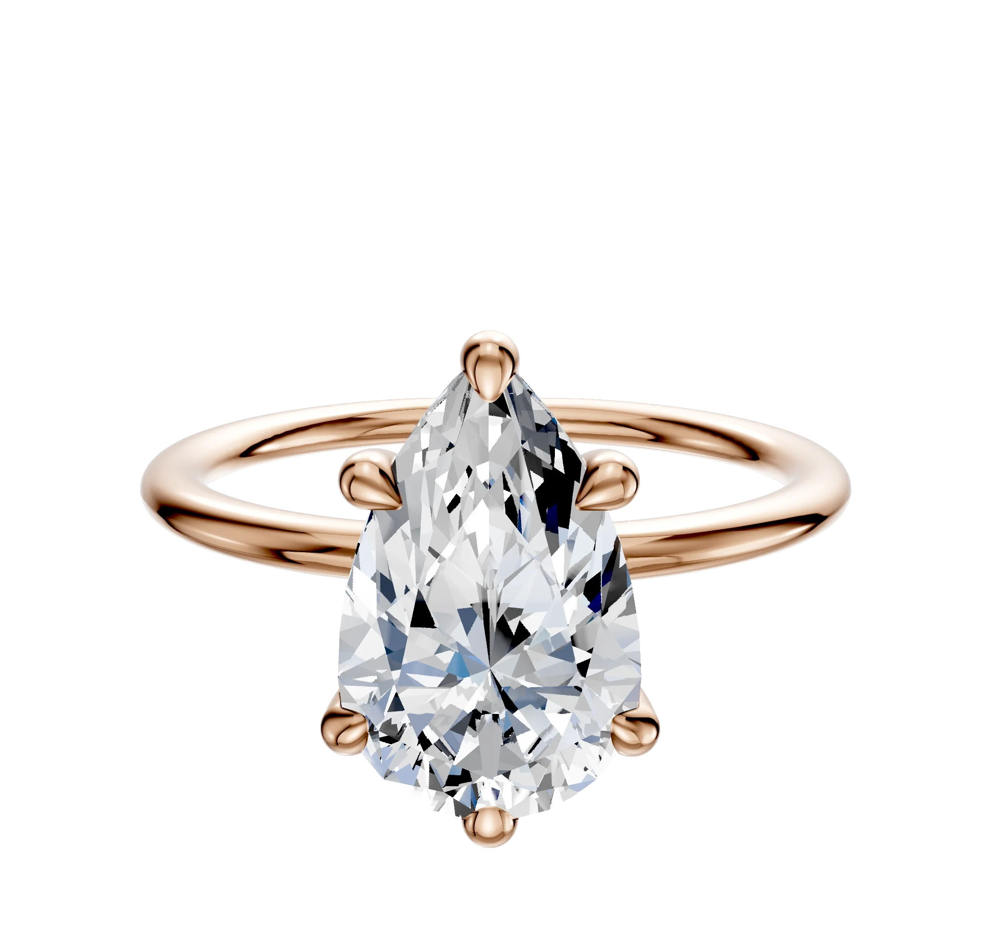 14K Rose Gold 6 Prong Basket Classic Dome 1.5mm Engagement Ring