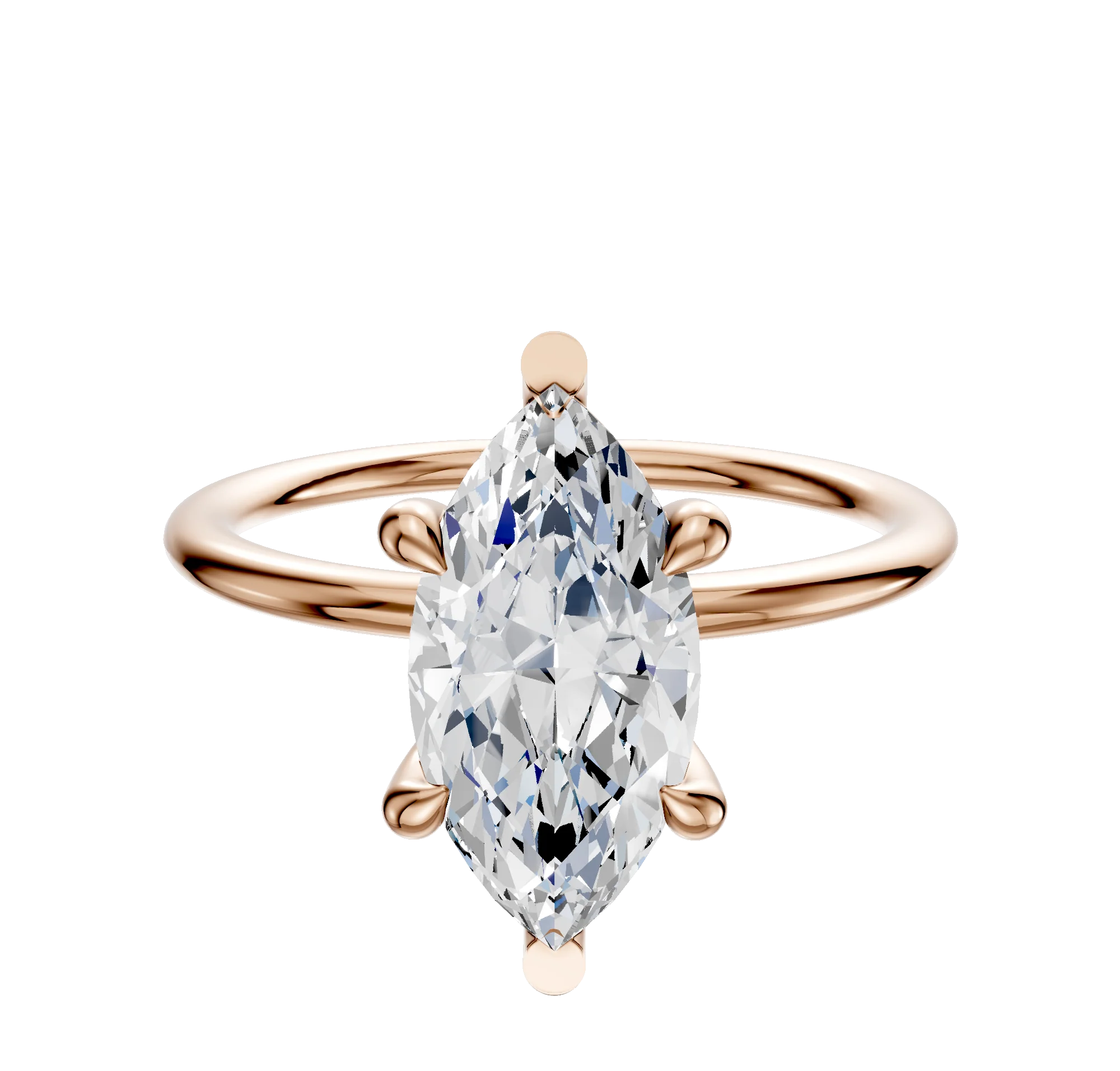 14K Rose Gold 6 Prong Basket Classic Dome 1.5mm Engagement Ring