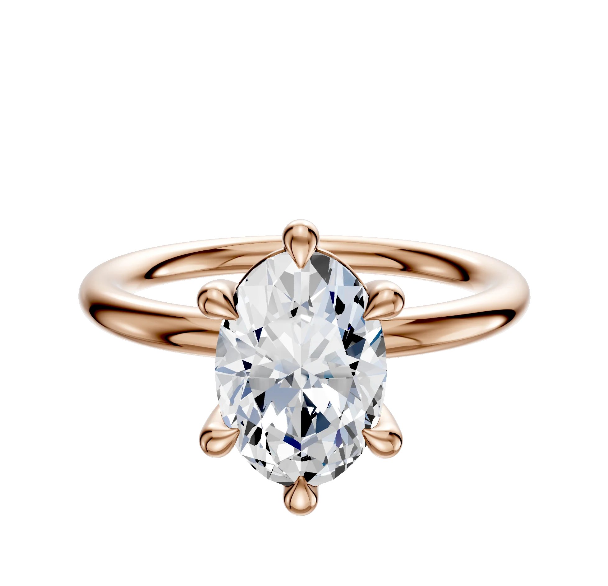 14K Rose Gold 6 Prong Basket Classic Dome 2.0mm Engagement Ring