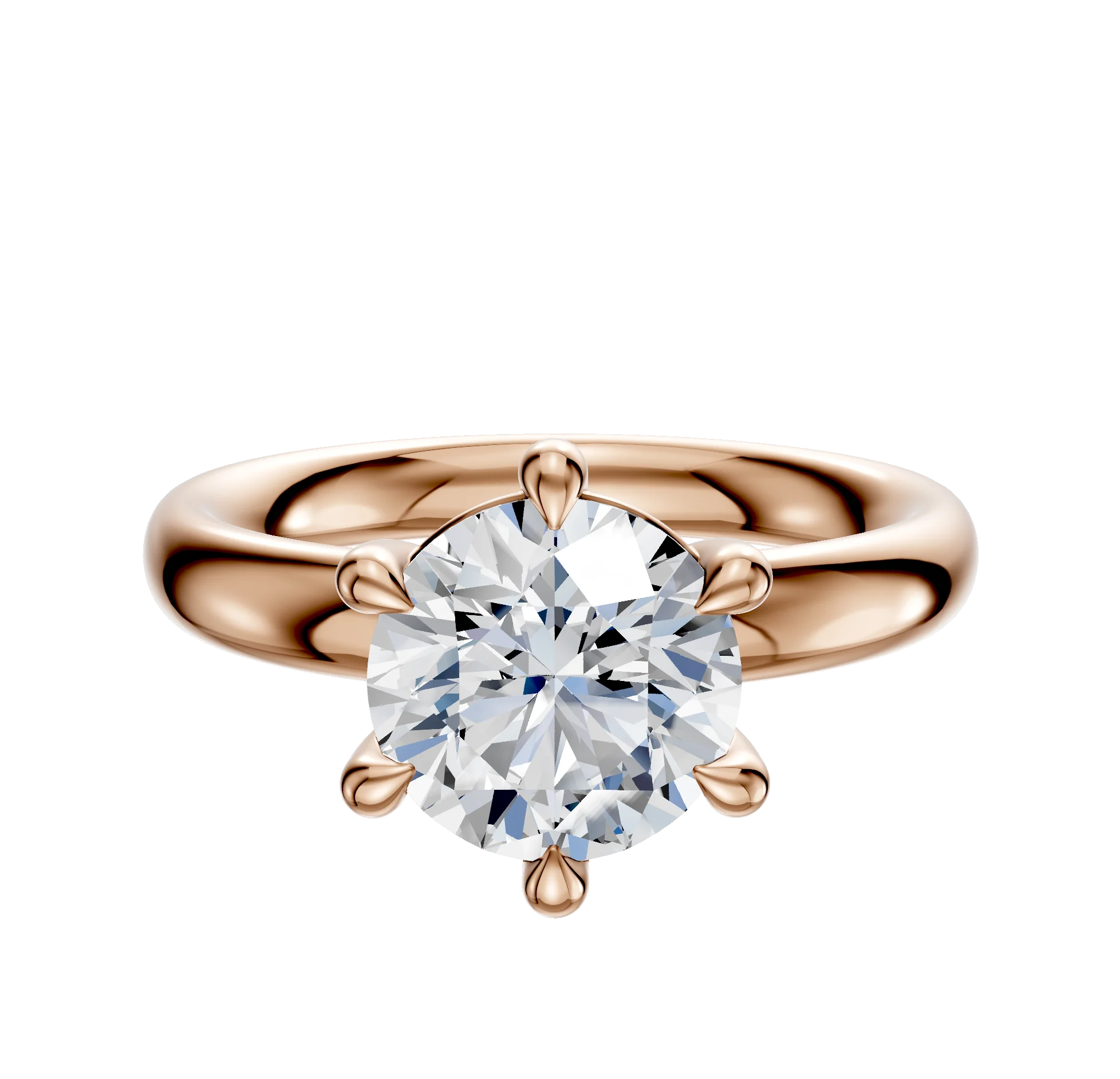 14K Rose Gold 6 Prong Basket Classic Dome 3.0mm Engagement Ring