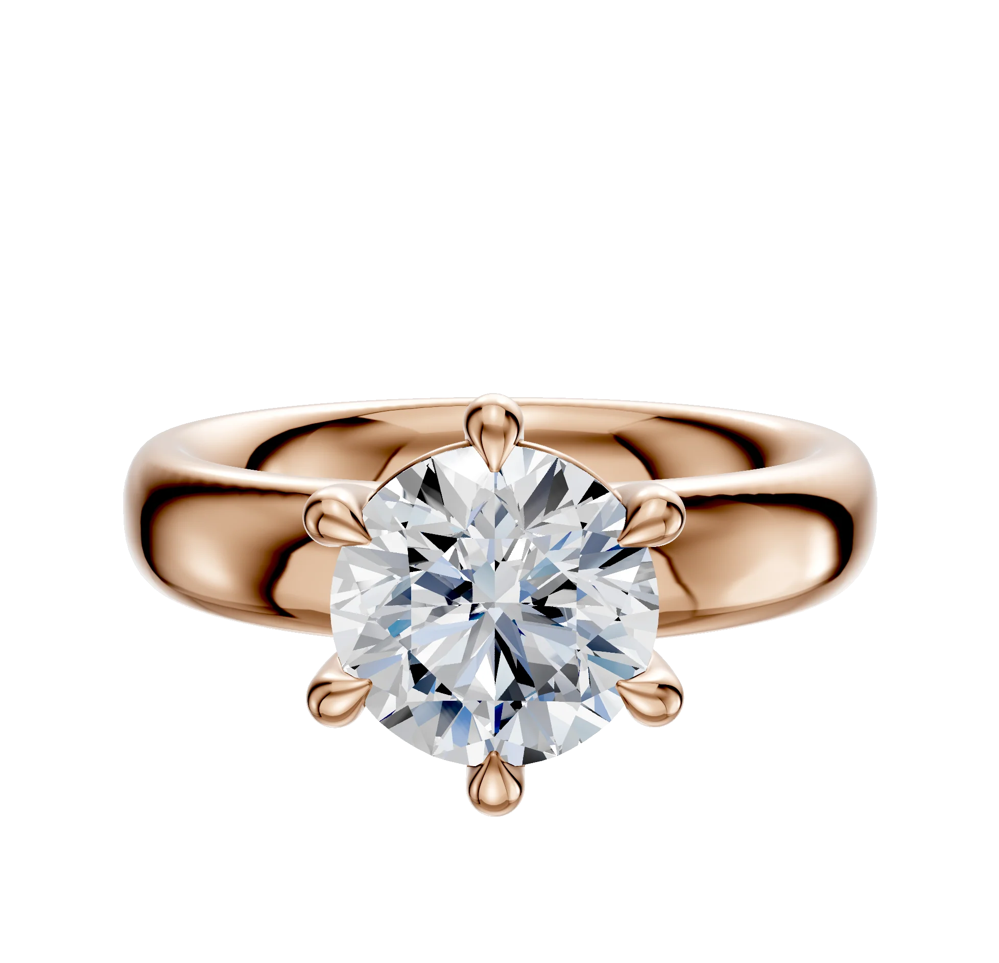 14K Rose Gold 6 Prong Basket Classic Dome 4.0mm Engagement Ring