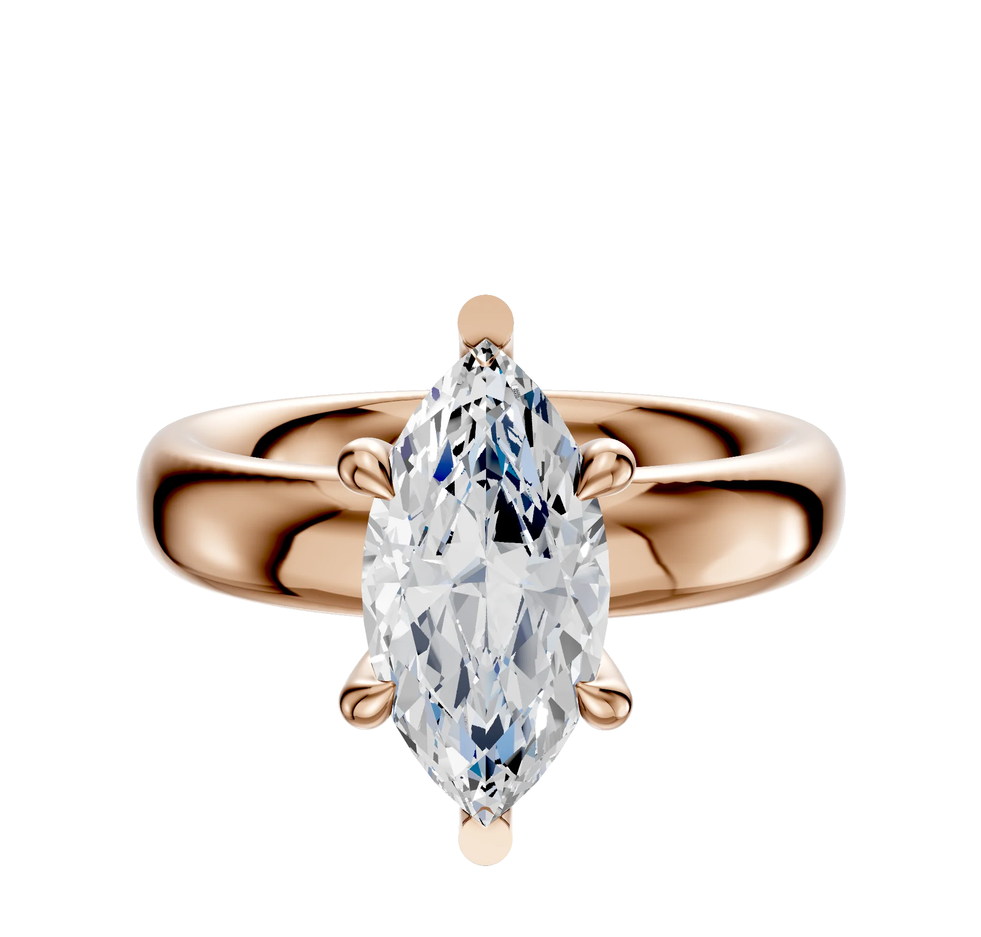 14K Rose Gold 6 Prong Basket Classic Dome 4.0mm Engagement Ring
