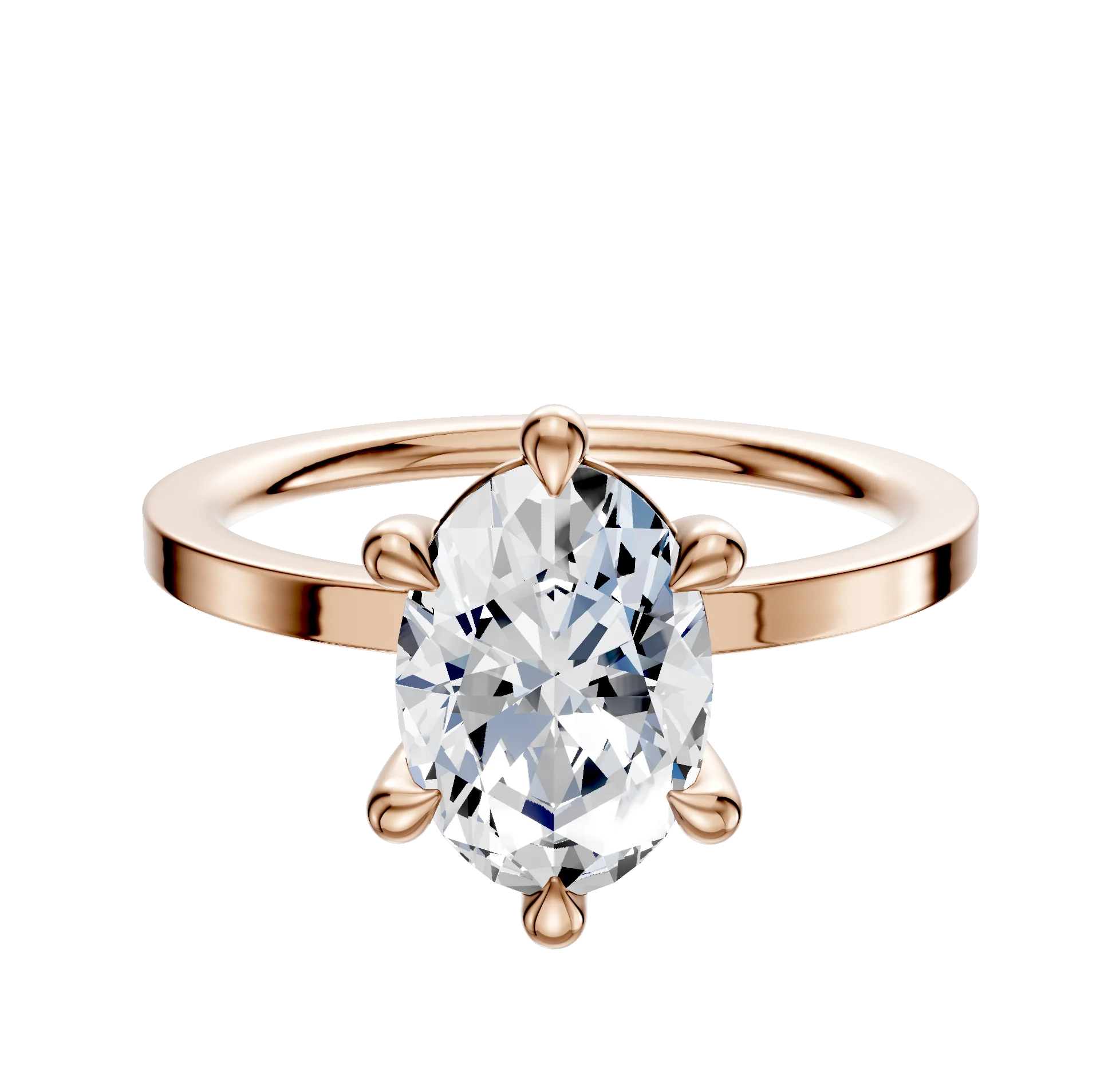 14K Rose Gold 6 Prong Basket Classic Flat 1.5mm Engagement Ring
