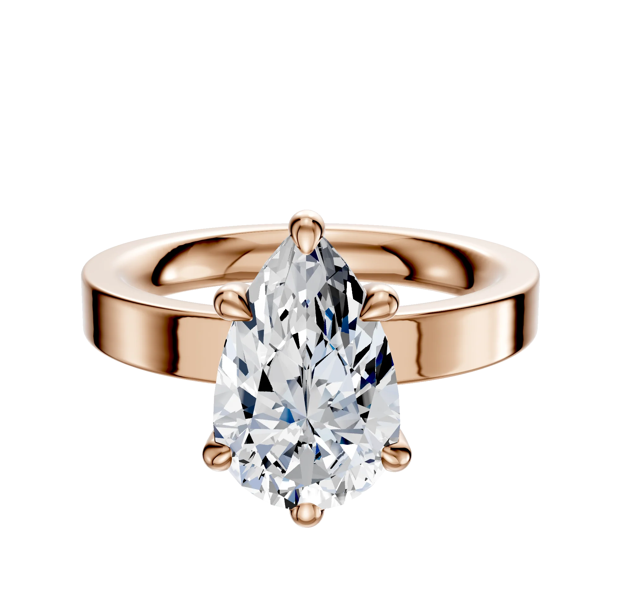 14K Rose Gold 6 Prong Basket Classic Flat 3.0mm Engagement Ring