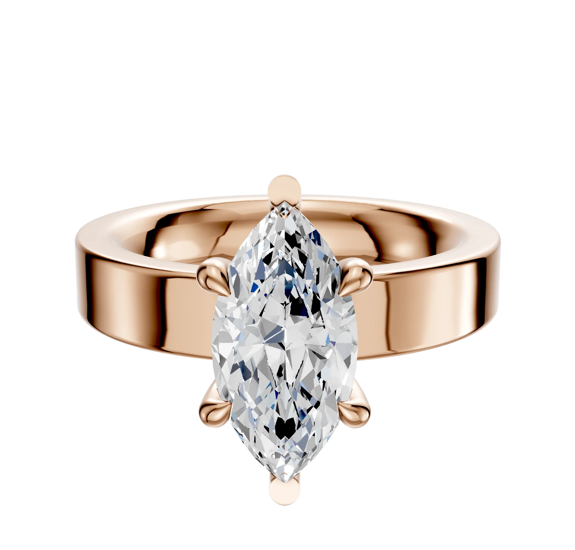 14K Rose Gold 6 Prong Basket Classic Flat 4.0mm Engagement Ring