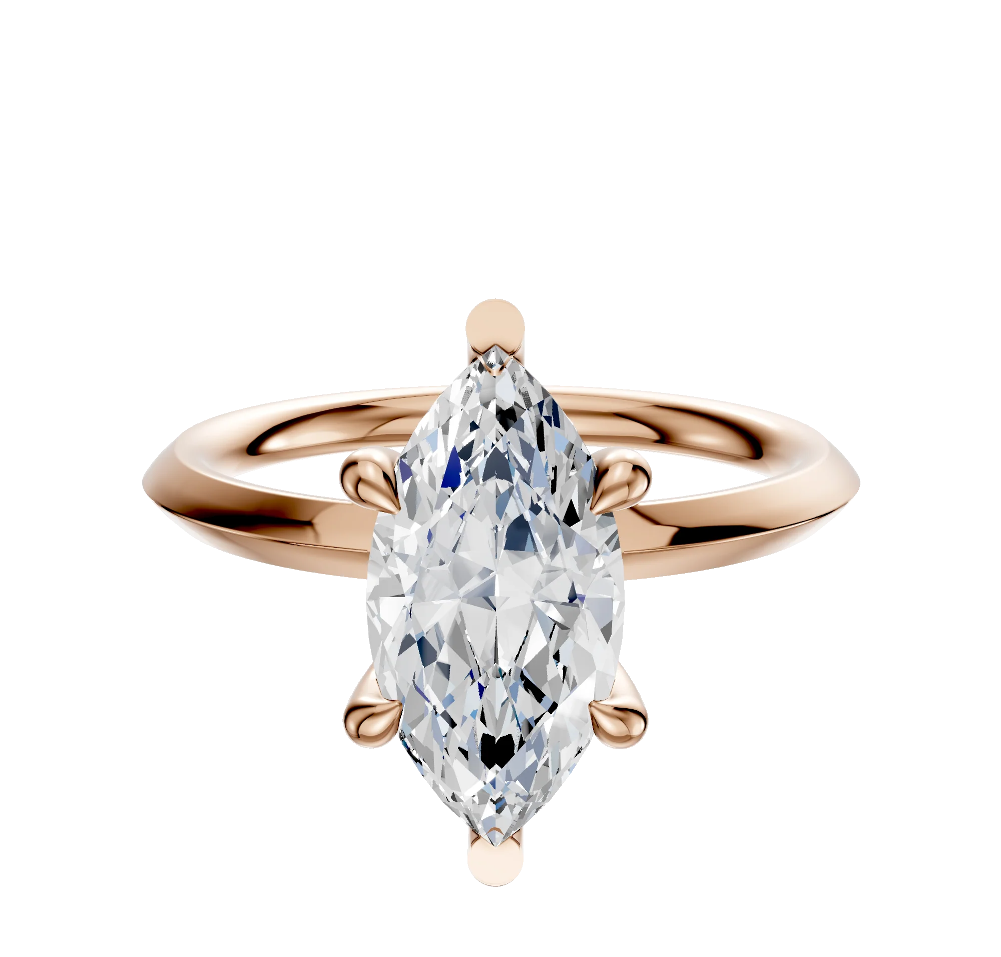14K Rose Gold 6 Prong Basket Classic Knife Edge 2.0mm Engagement Ring