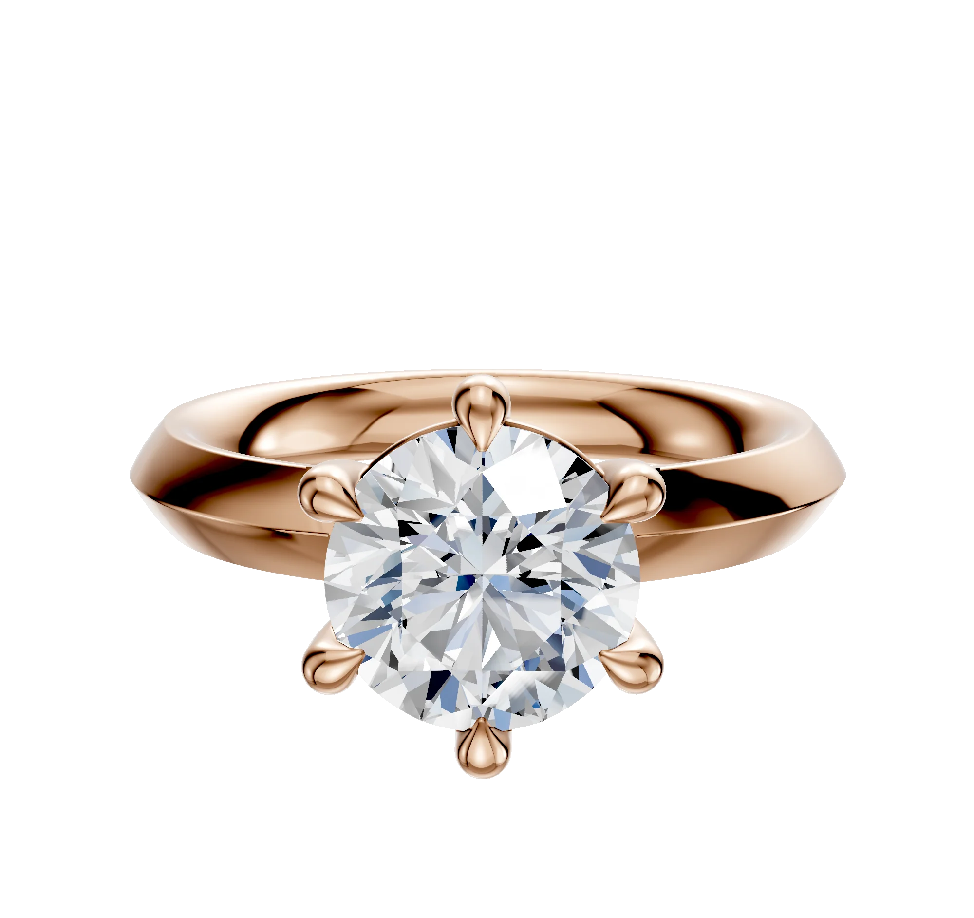 14K Rose Gold 6 Prong Basket Classic Knife Edge 3.0mm Engagement Ring