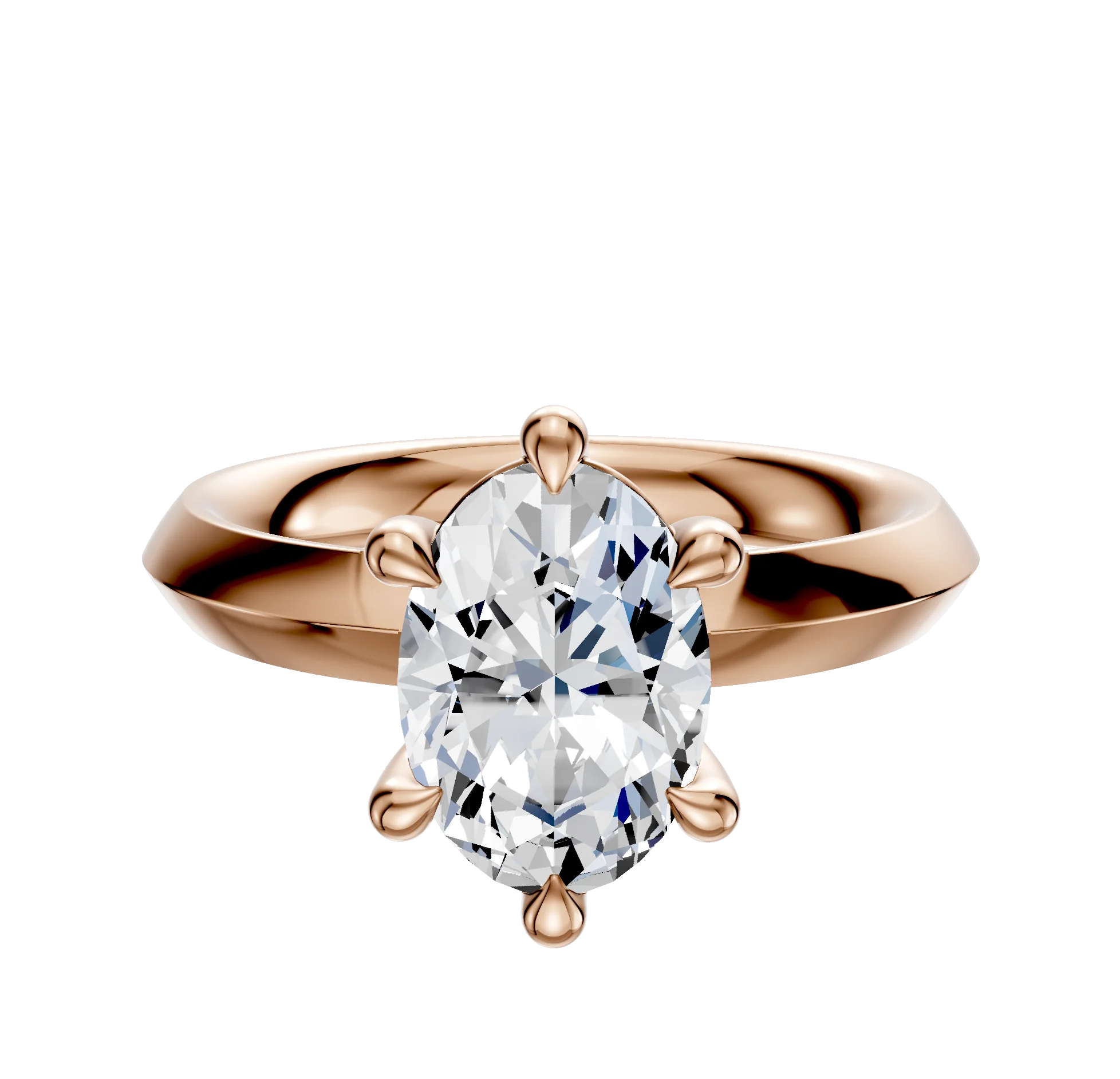 14K Rose Gold 6 Prong Basket Classic Knife Edge 3.0mm Engagement Ring