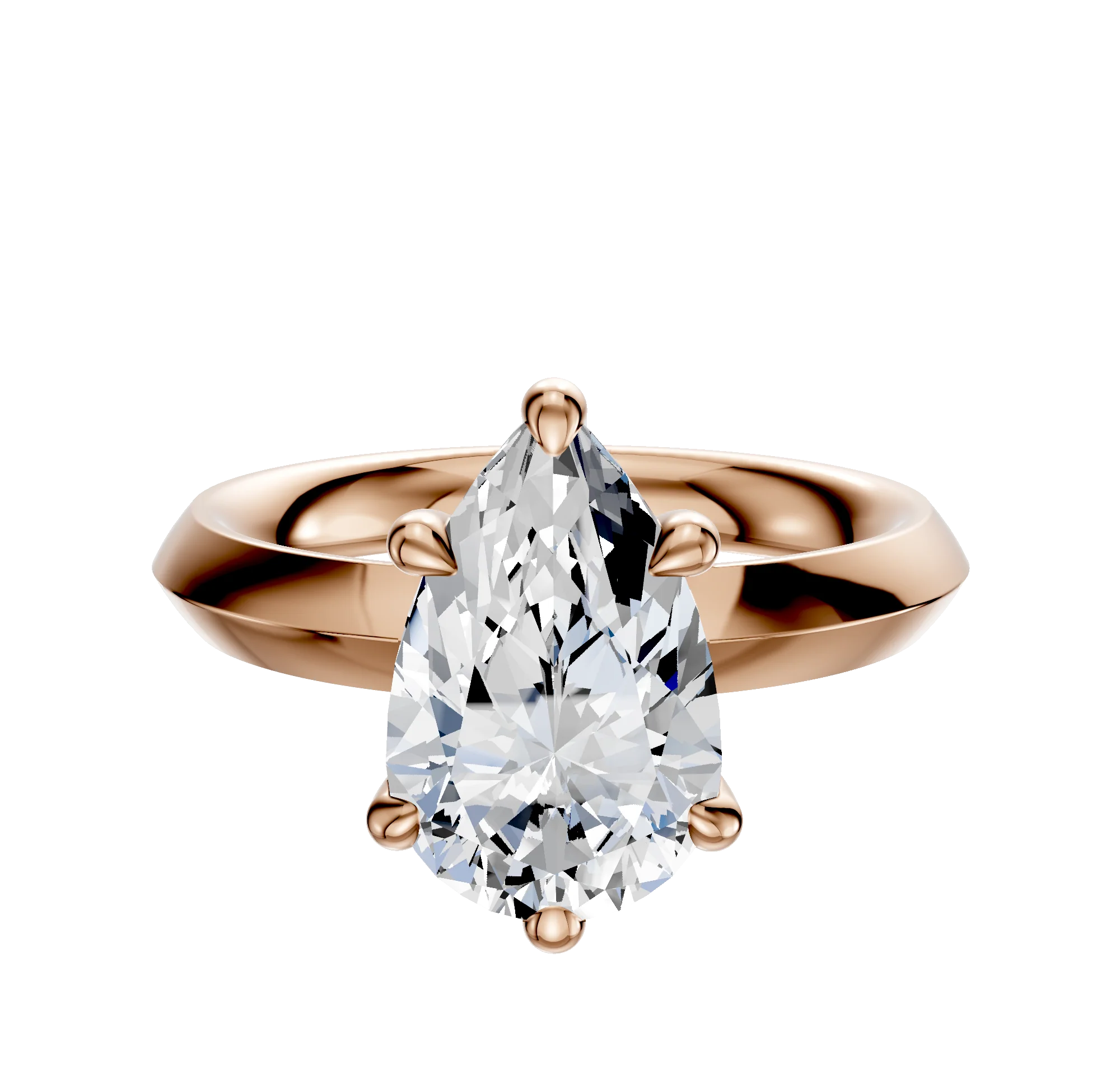 14K Rose Gold 6 Prong Basket Classic Knife Edge 3.0mm Engagement Ring
