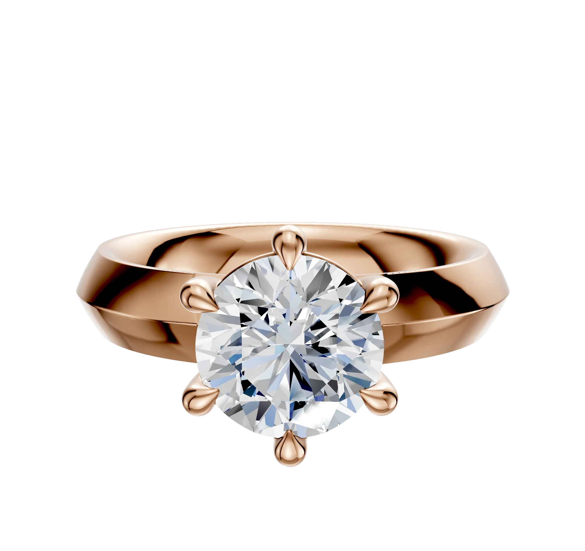 14K Rose Gold 6 Prong Basket Classic Knife Edge 4.0mm Engagement Ring