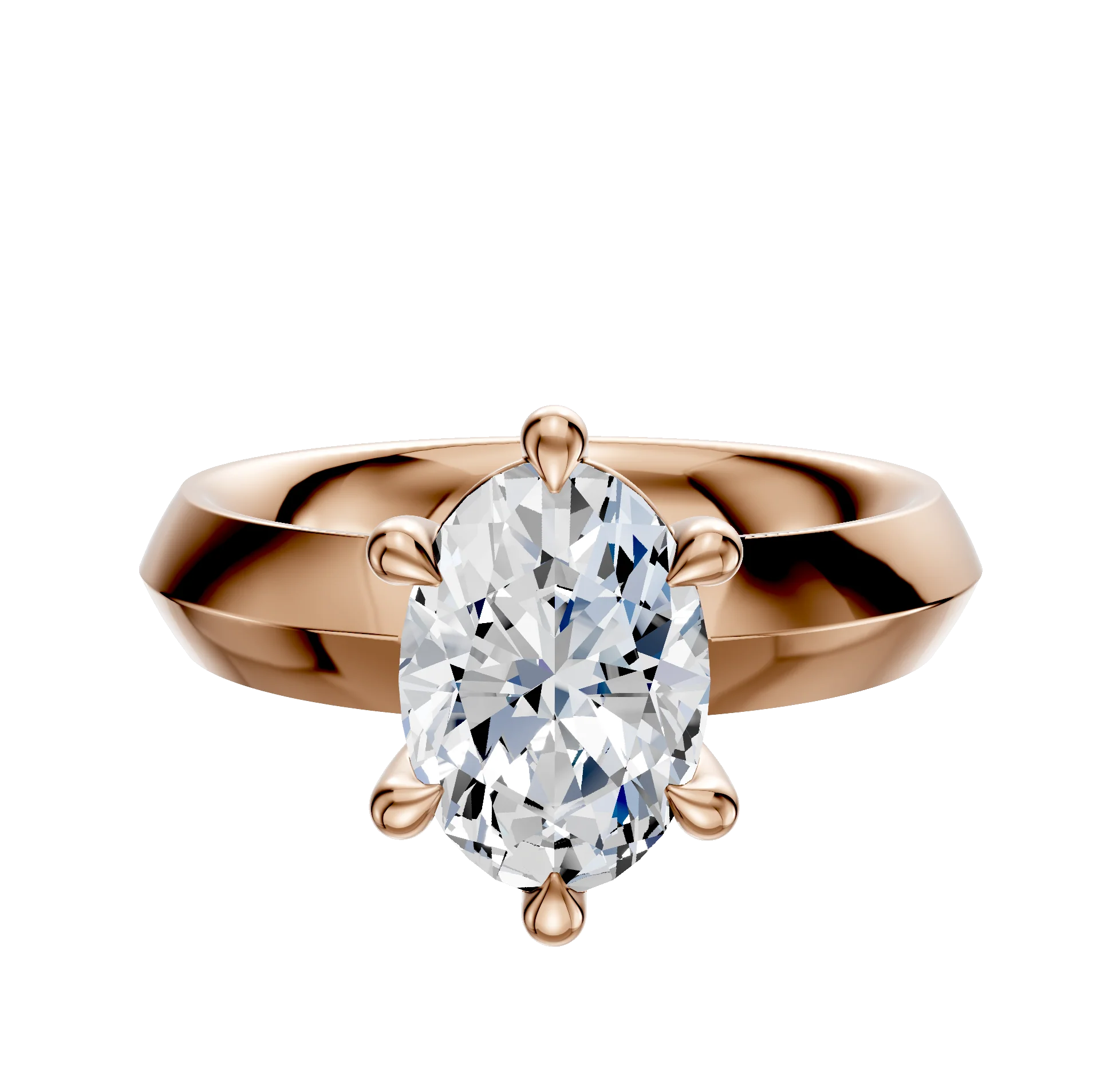 14K Rose Gold 6 Prong Basket Classic Knife Edge 4.0mm Engagement Ring