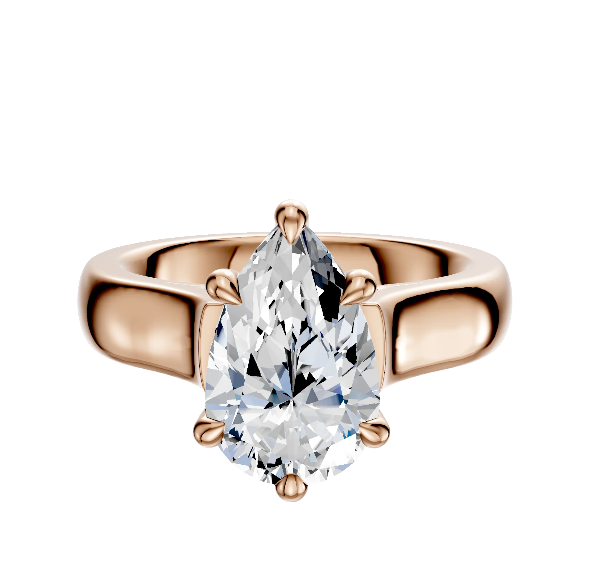 14K Rose Gold 6 Prong Hidden Halo Cathedral Dome 4.0mm Engagement Ring