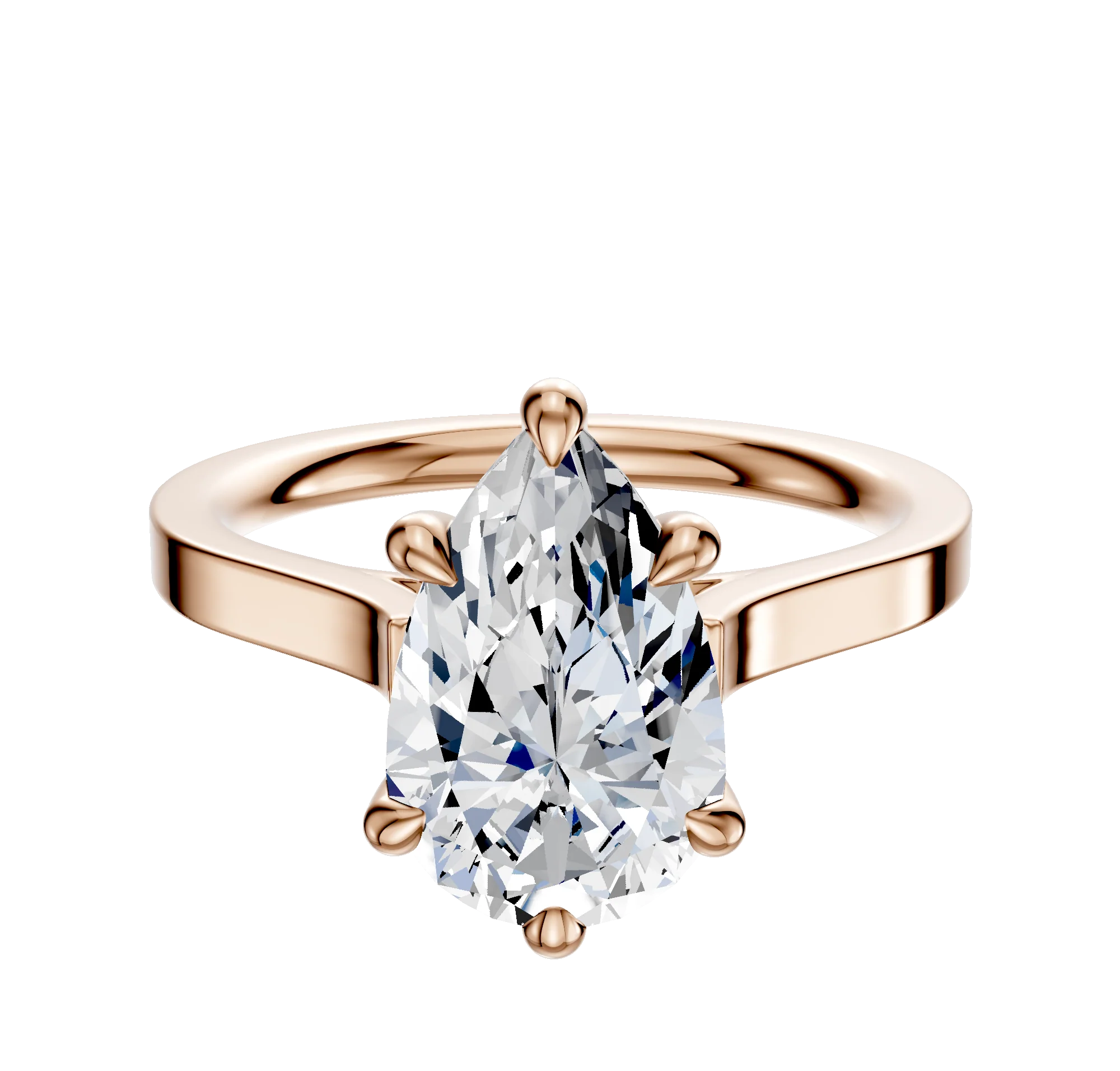 14K Rose Gold 6 Prong Hidden Halo Cathedral Flat 2.0mm Engagement Ring