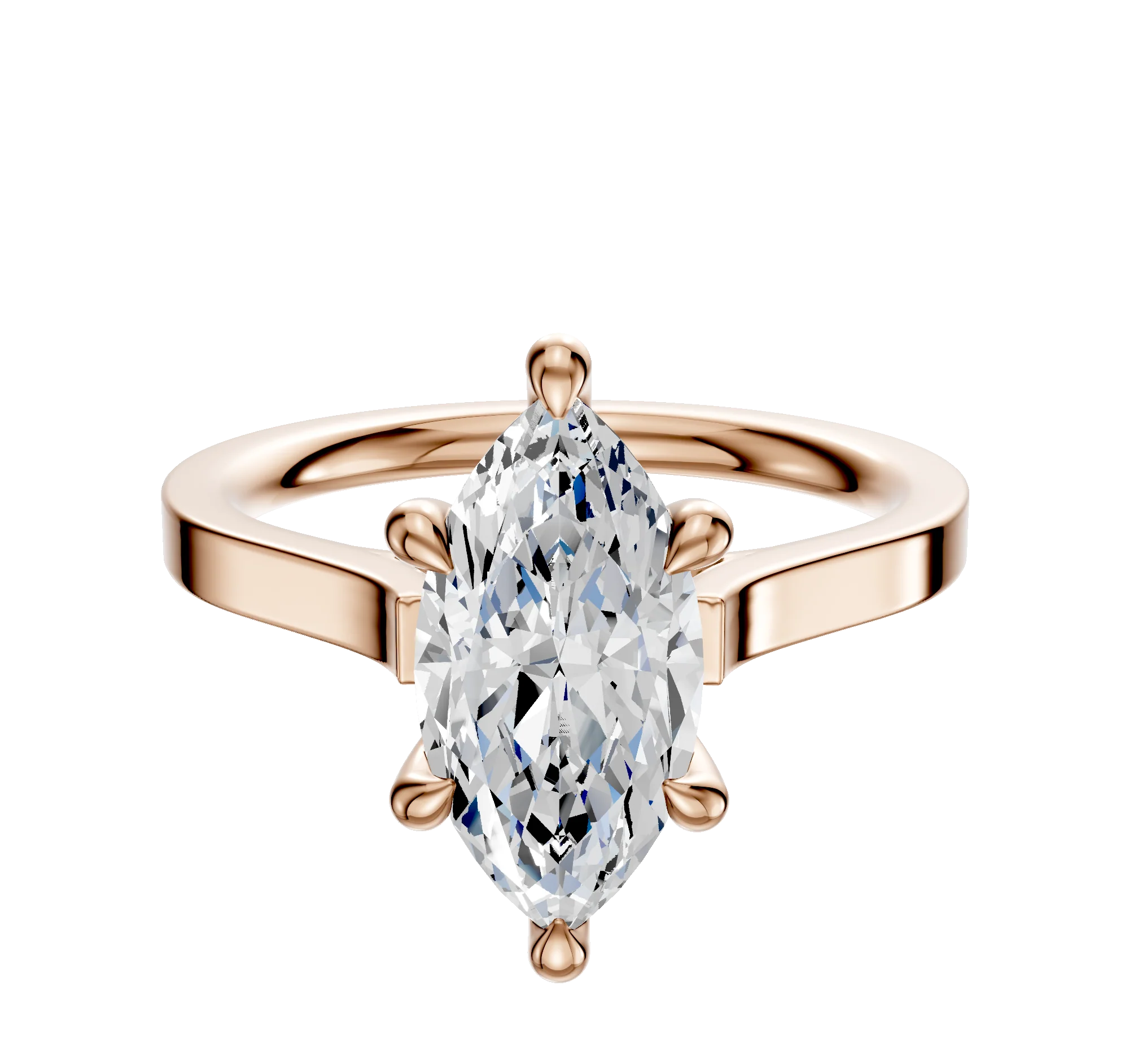 14K Rose Gold 6 Prong Hidden Halo Cathedral Flat 2.0mm Engagement Ring