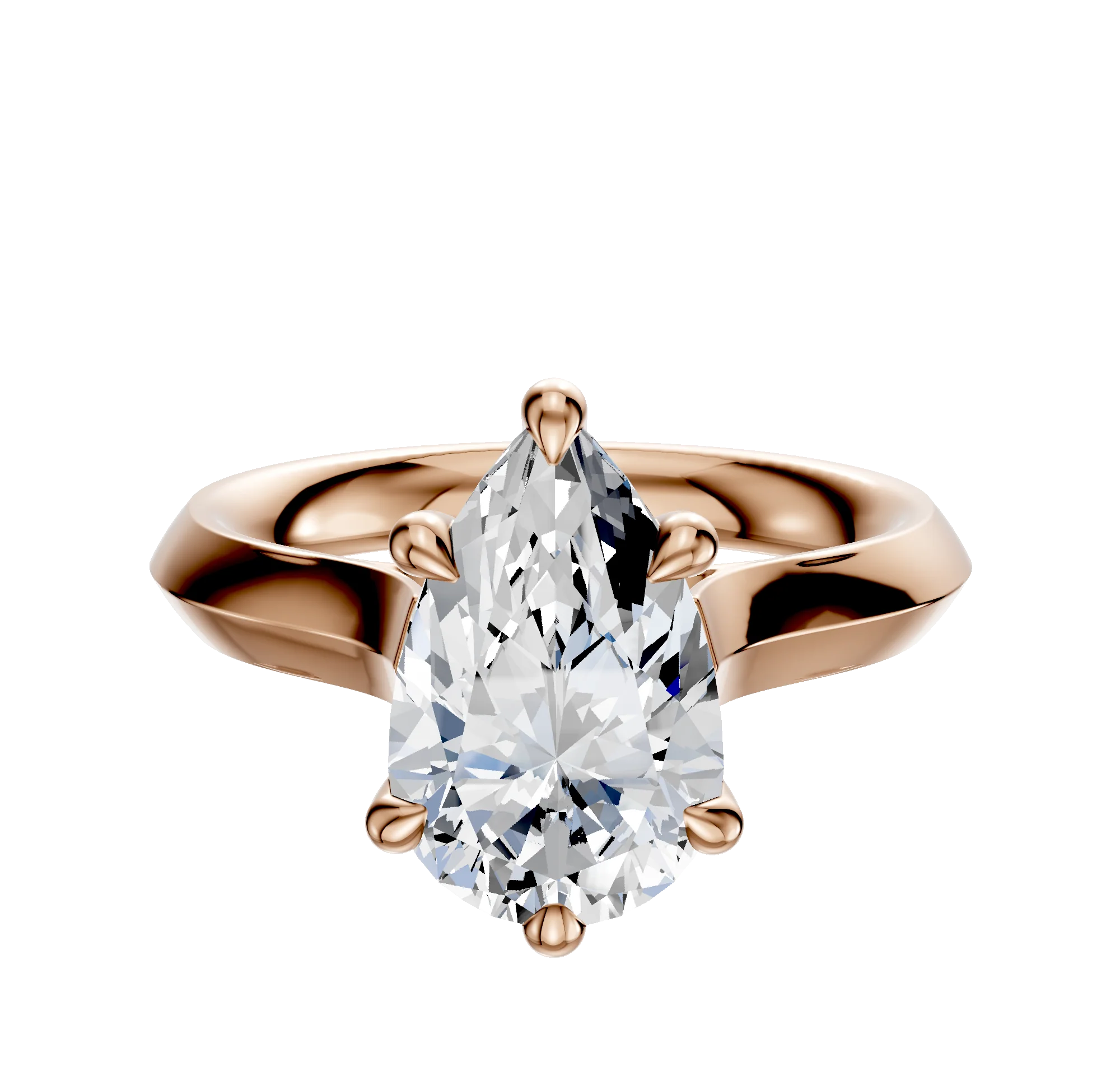 14K Rose Gold 6 Prong Hidden Halo Cathedral Knife Edge 3.0mm Engagement Ring