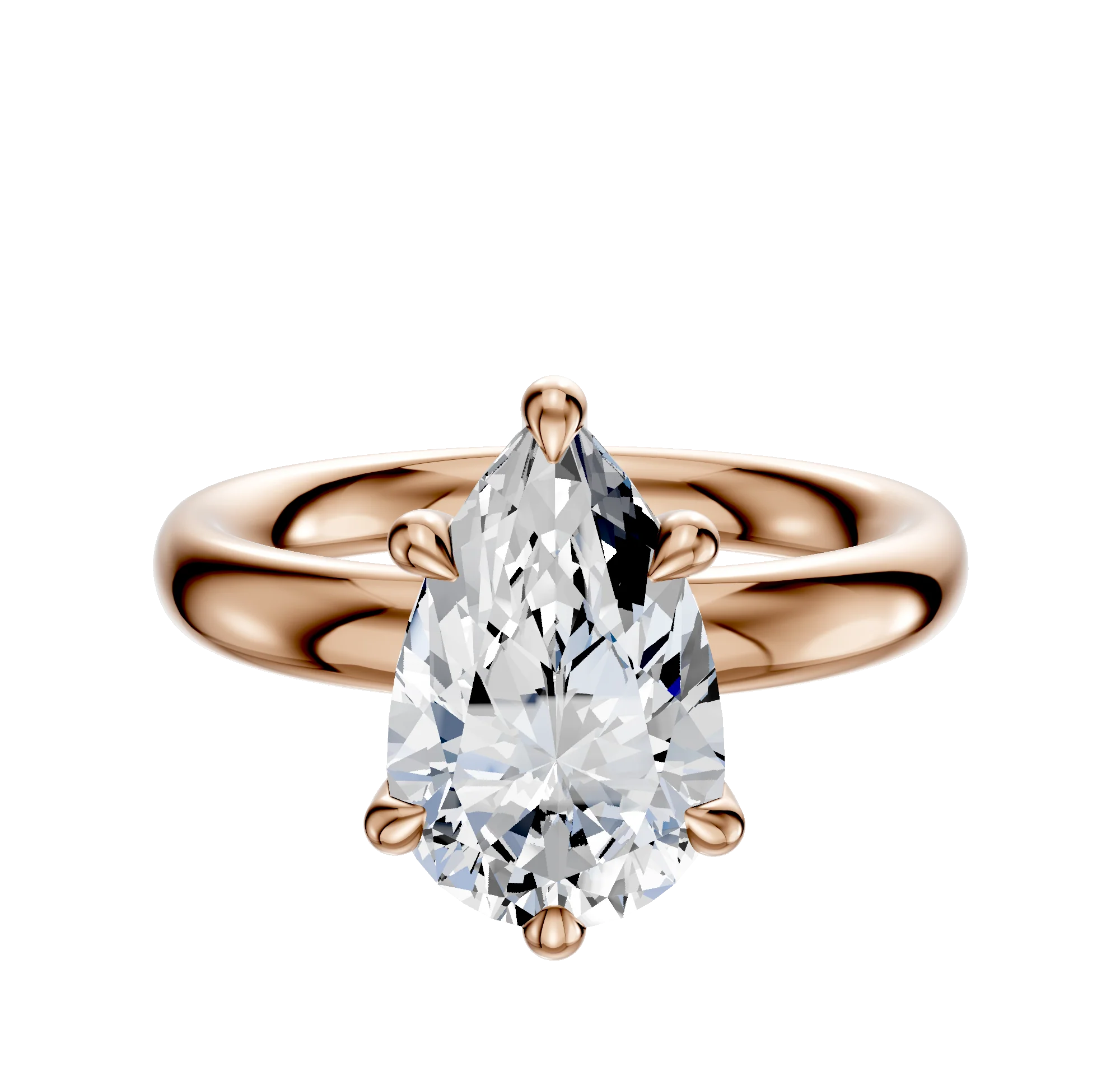 14K Rose Gold 6 Prong Hidden Halo Classic Dome 3.0mm Engagement Ring