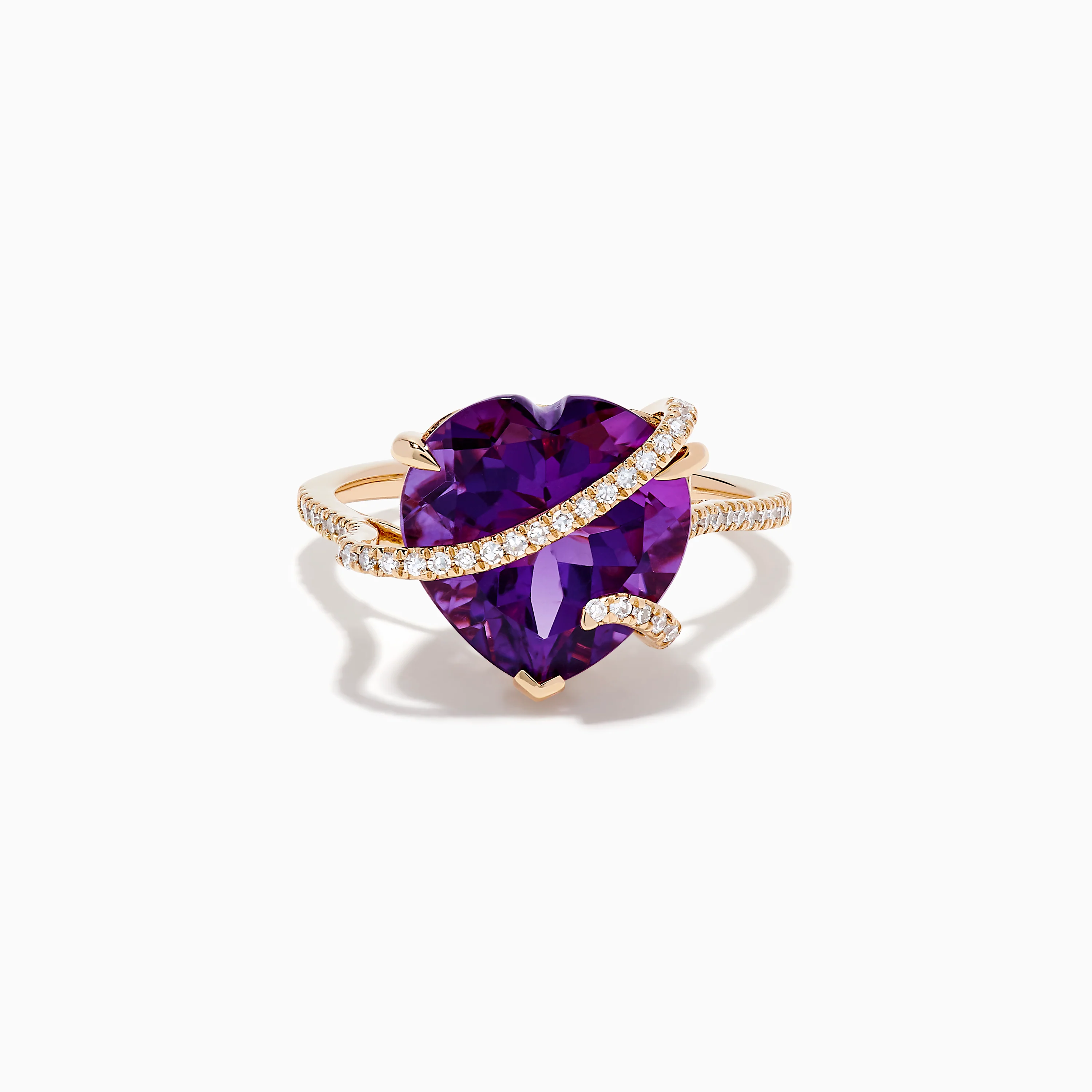 14K Rose Gold Amethyst and Diamond Heart Ring
