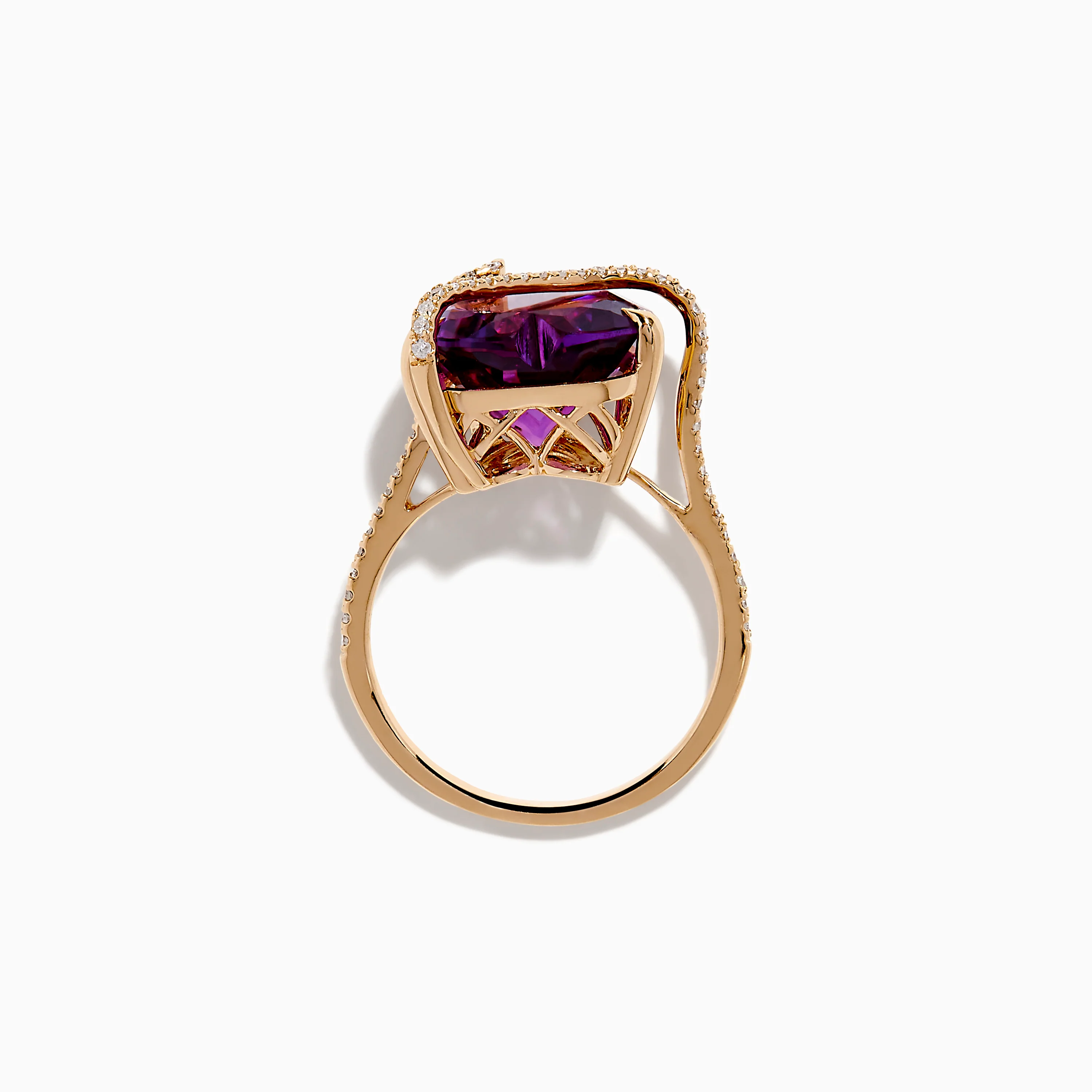 14K Rose Gold Amethyst and Diamond Heart Ring - Image 3