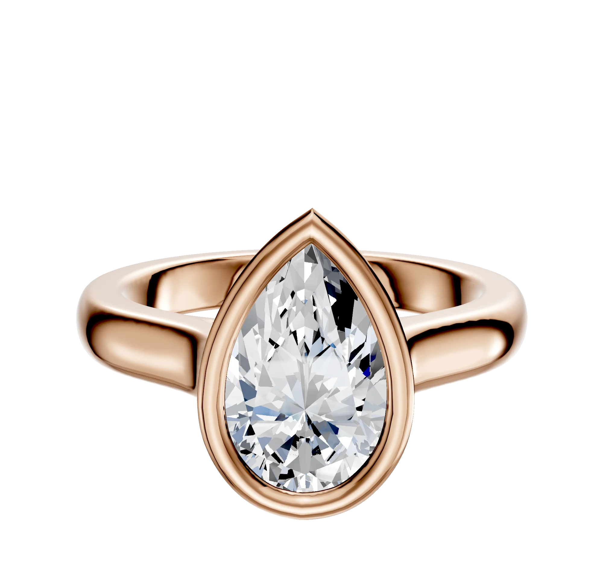14K Rose Gold Bezel Full Bezel East/West Cathedral Dome 3.0mm Engagement Ring