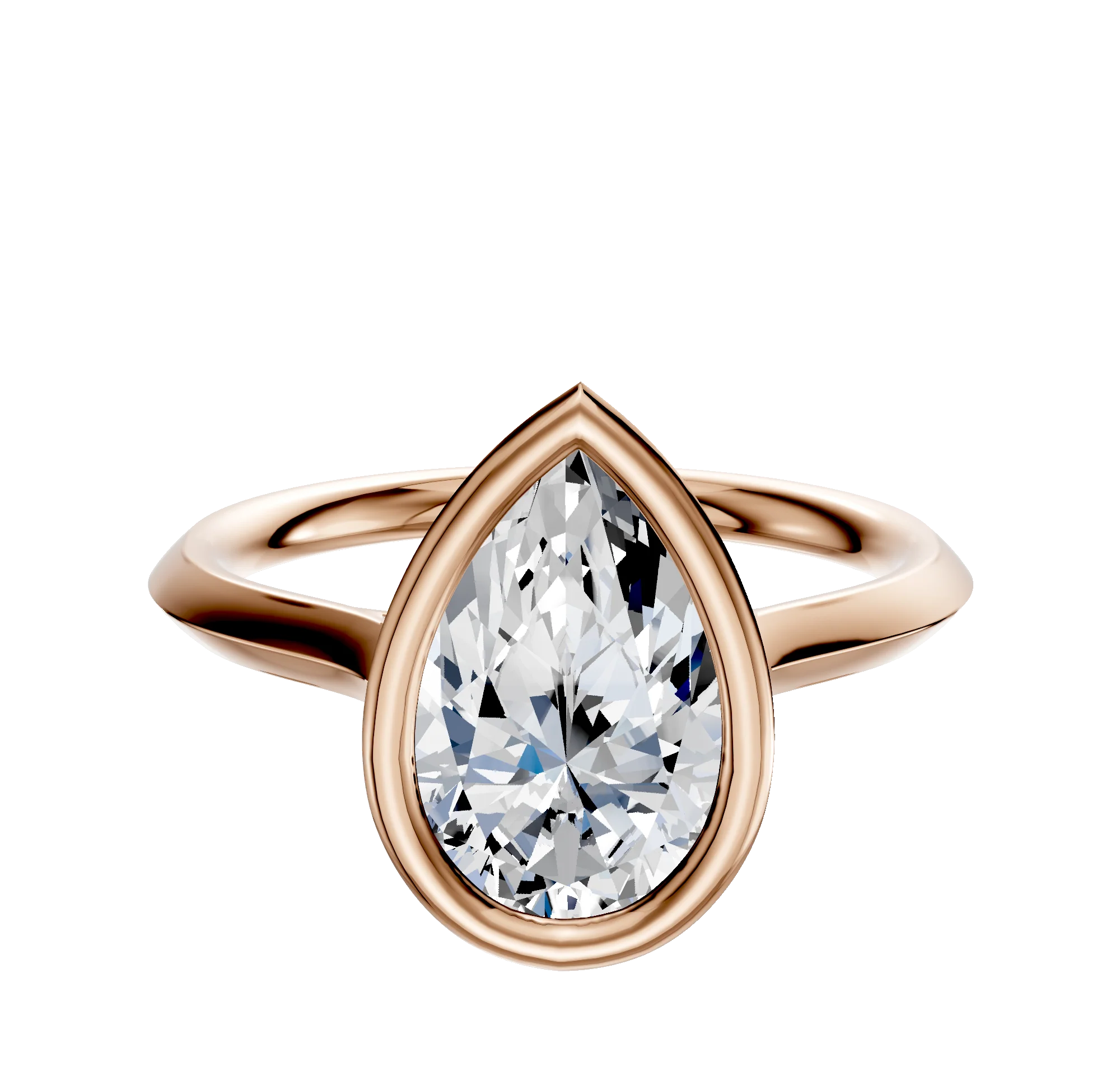 14K Rose Gold Bezel Full Bezel East/West Cathedral Knife Edge 2.0mm Engagement Ring