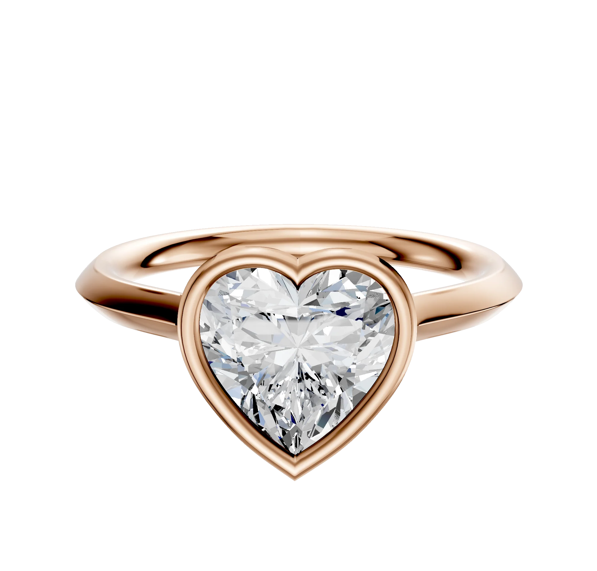 14K Rose Gold Bezel Full Bezel East/West Cathedral Knife Edge 2.0mm Engagement Ring