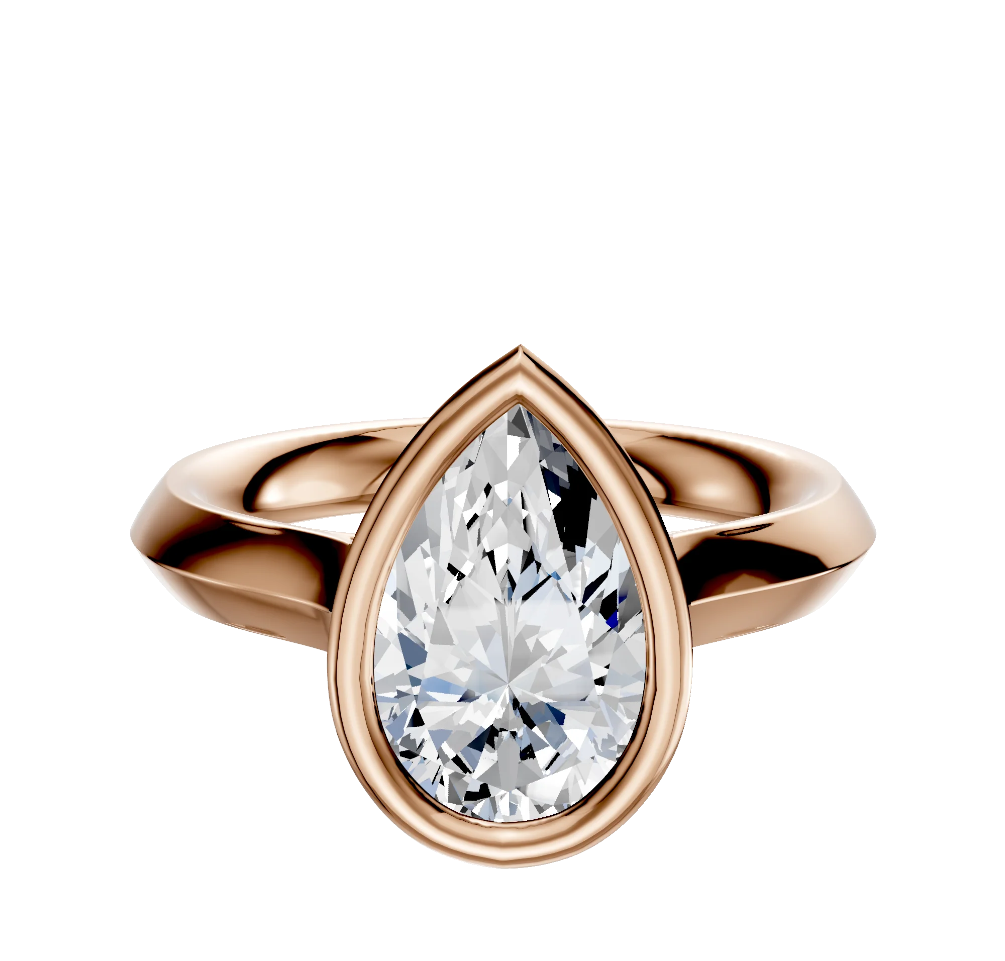 14K Rose Gold Bezel Full Bezel East/West Cathedral Knife Edge 3.0mm Engagement Ring
