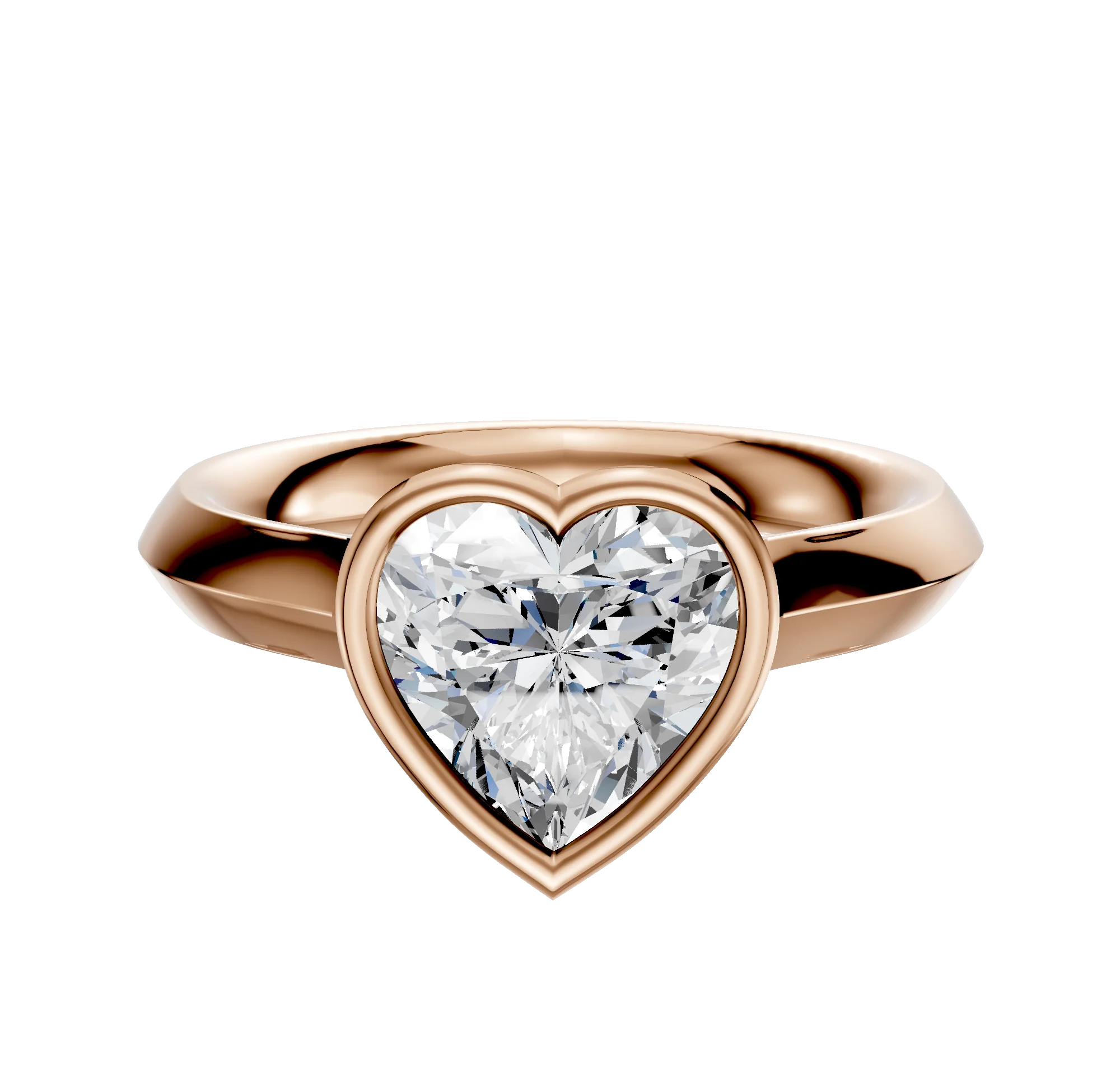 14K Rose Gold Bezel Full Bezel East/West Cathedral Knife Edge 3.0mm Engagement Ring